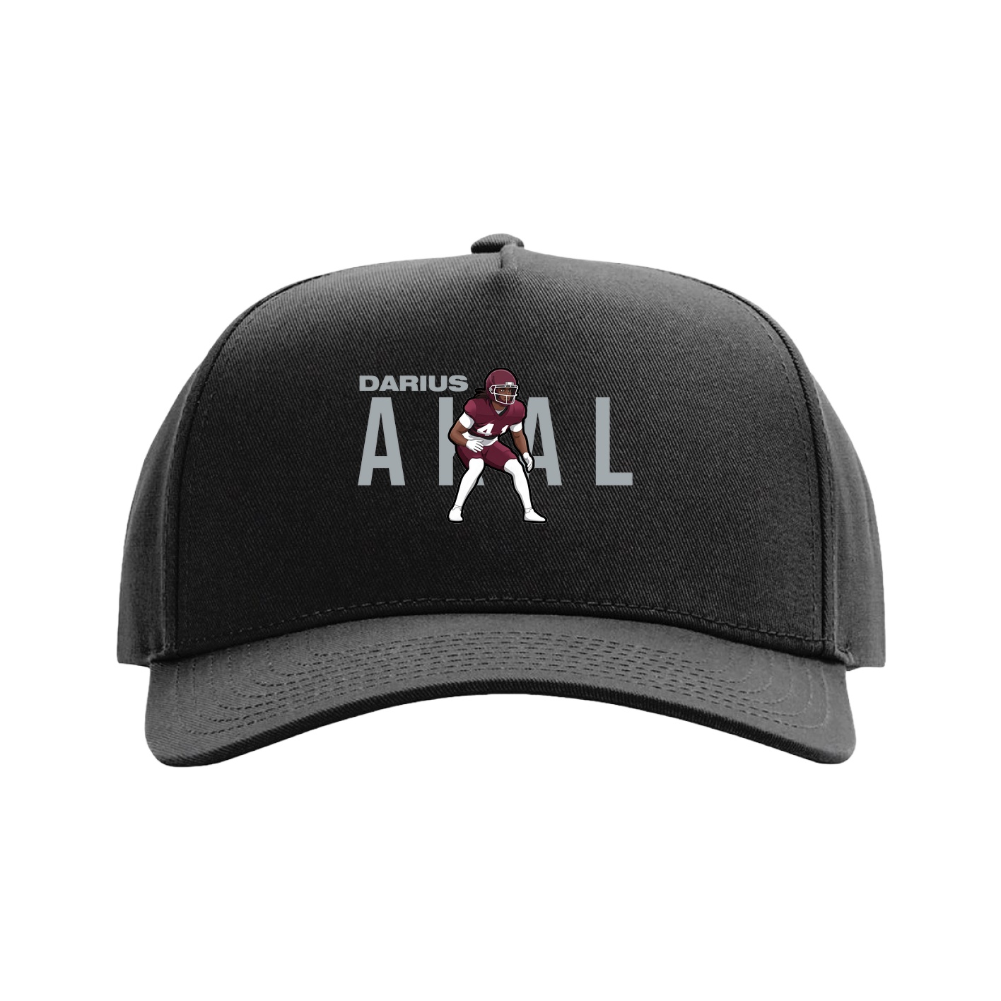 Full Fabric Five-Panel Champ Cap — Player Name in Black