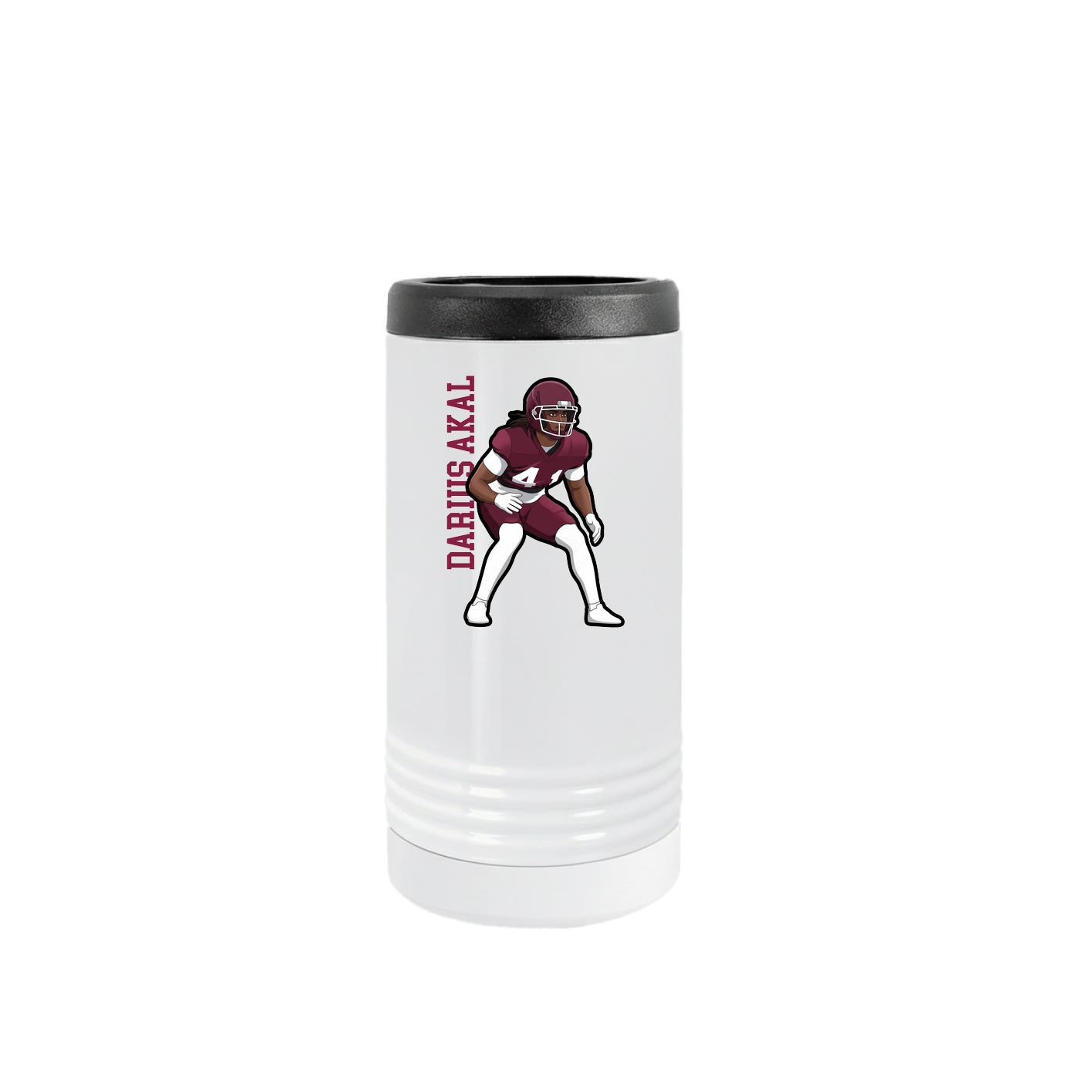 Slim Beverage Holder — Name Vertical in White