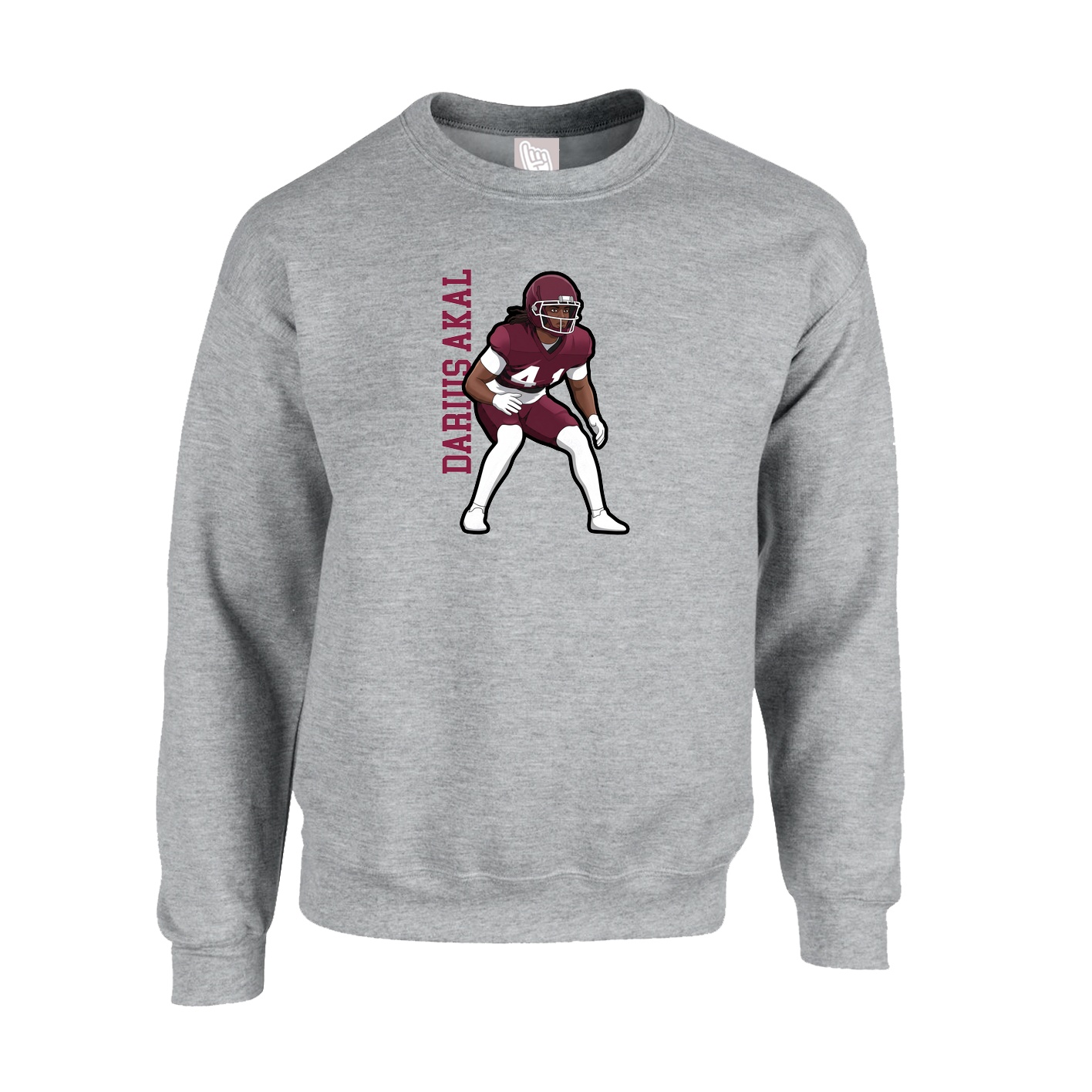 Fleece Crew — Name Vertical in Grey