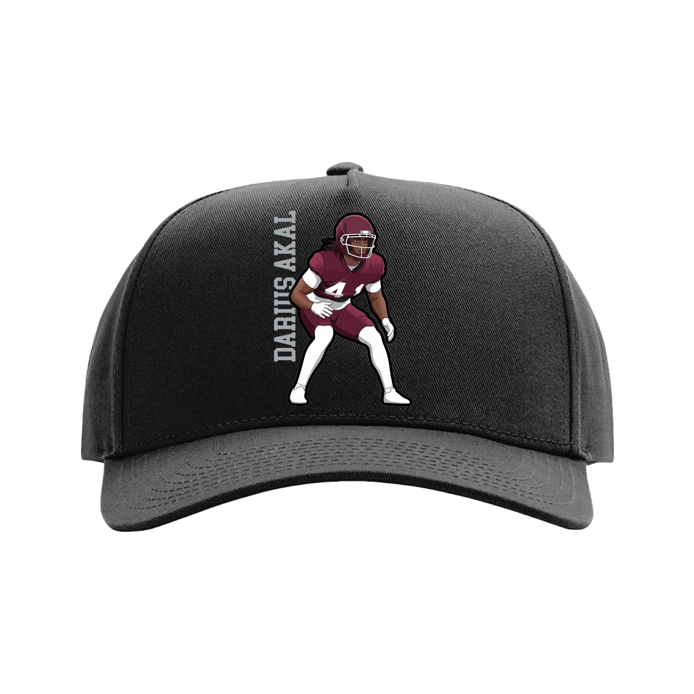 Full Fabric Five-Panel Champ Cap — Name Vertical in Black