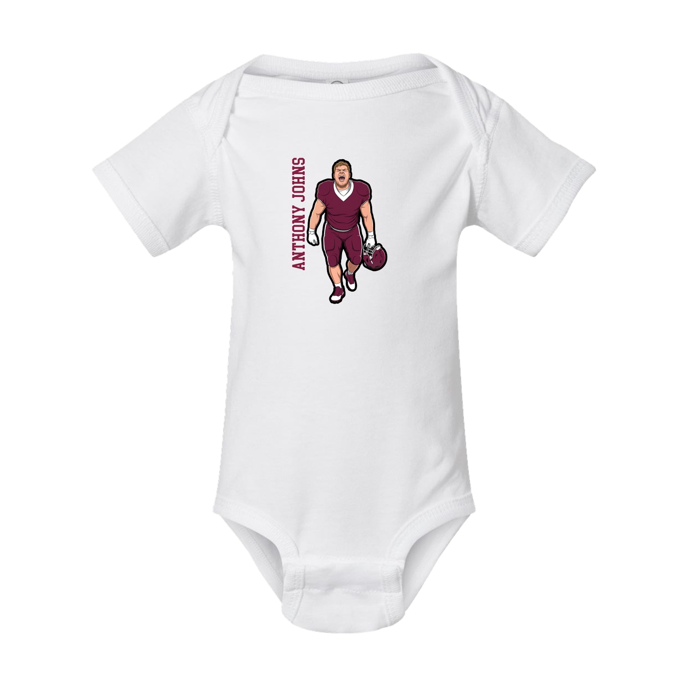 Baby Onesie — Name Vertical in White