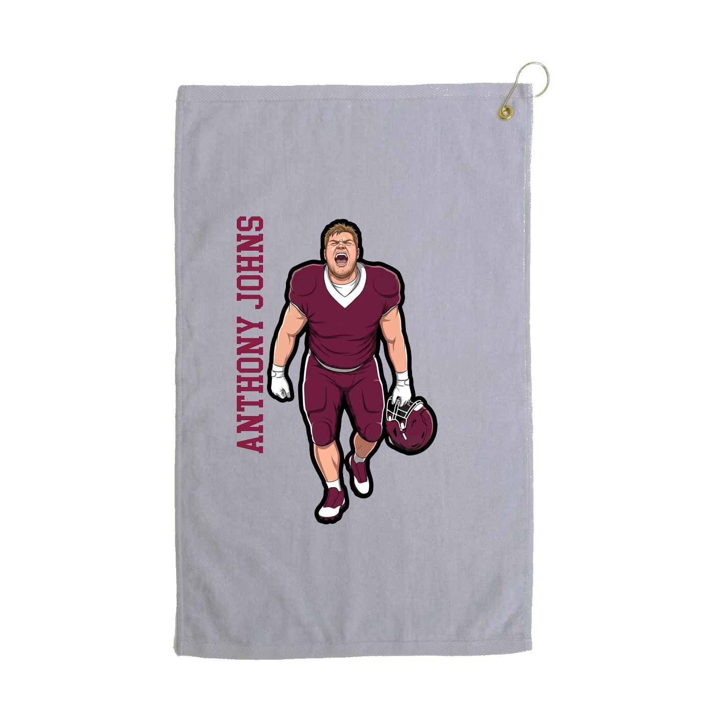 Golf Towel — Name Vertical in Grey