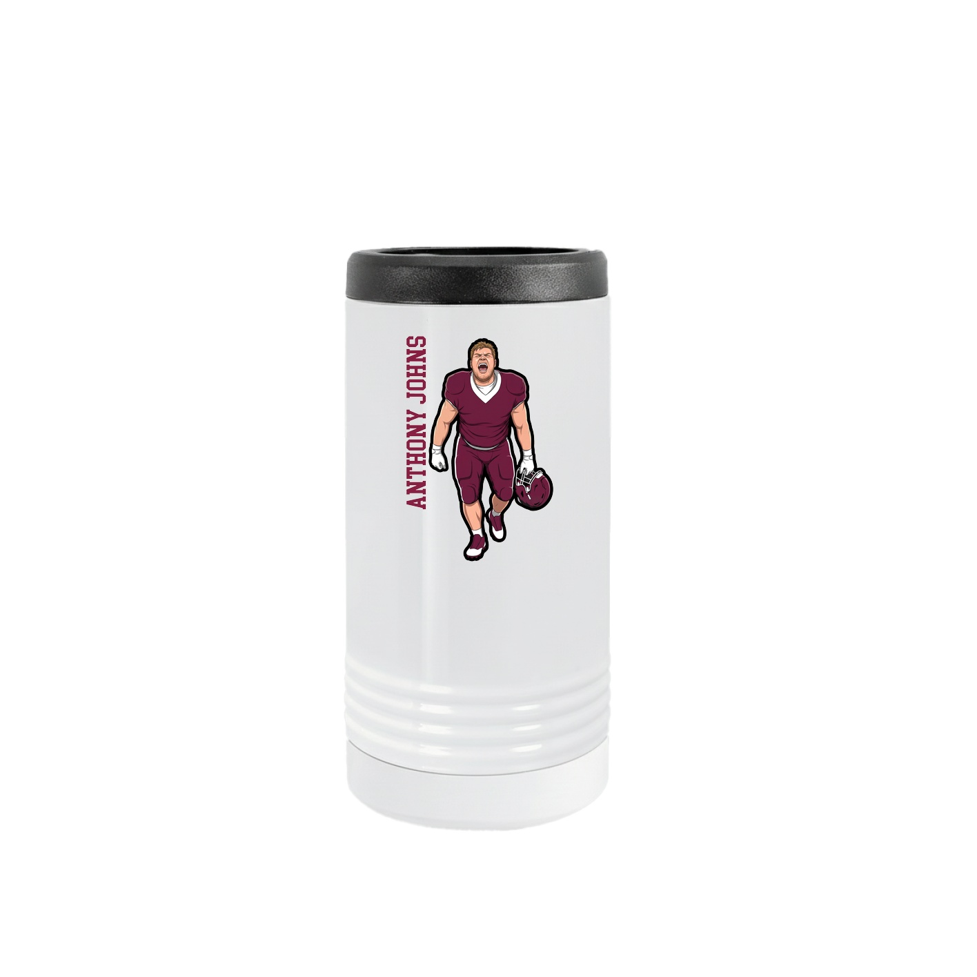 Slim Beverage Holder — Name Vertical in White