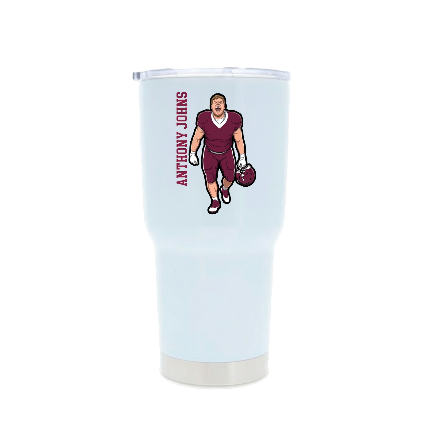 30oz Stainless Steel Tumbler — Name Vertical in White