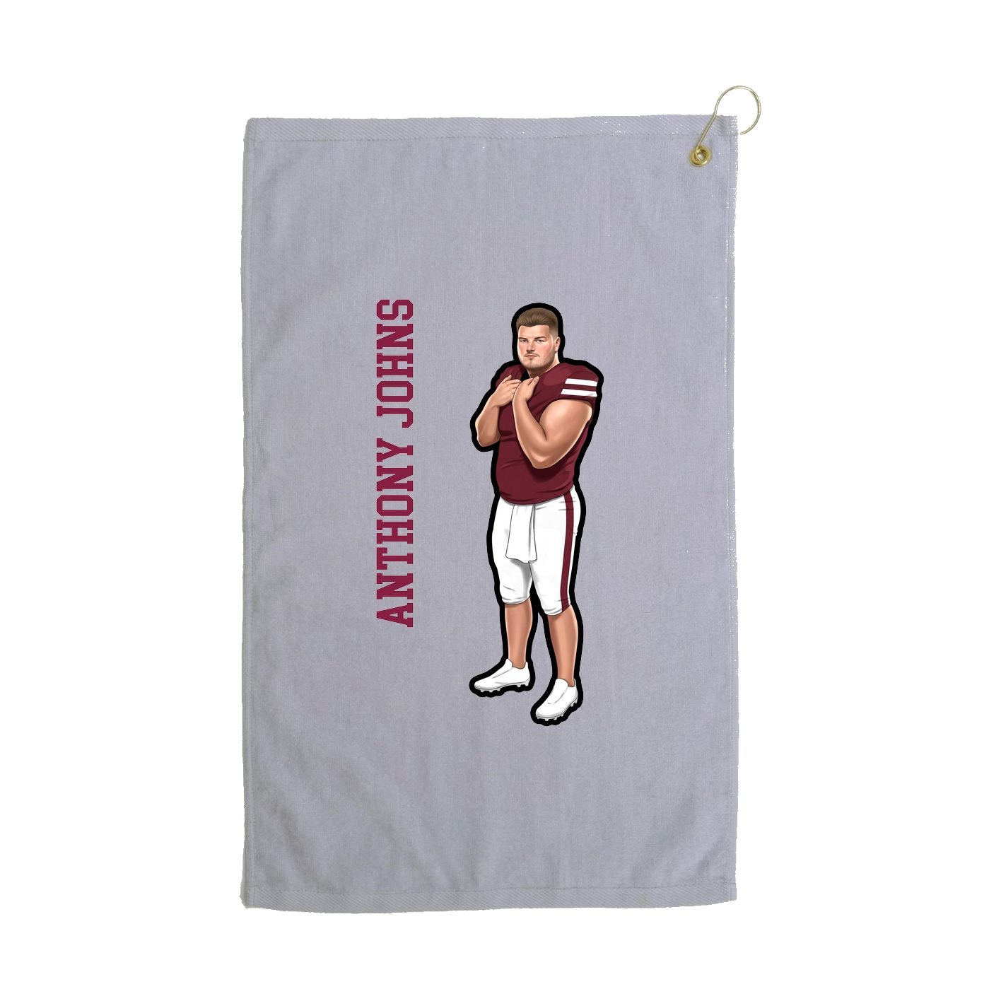 Golf Towel — Name Vertical in Grey