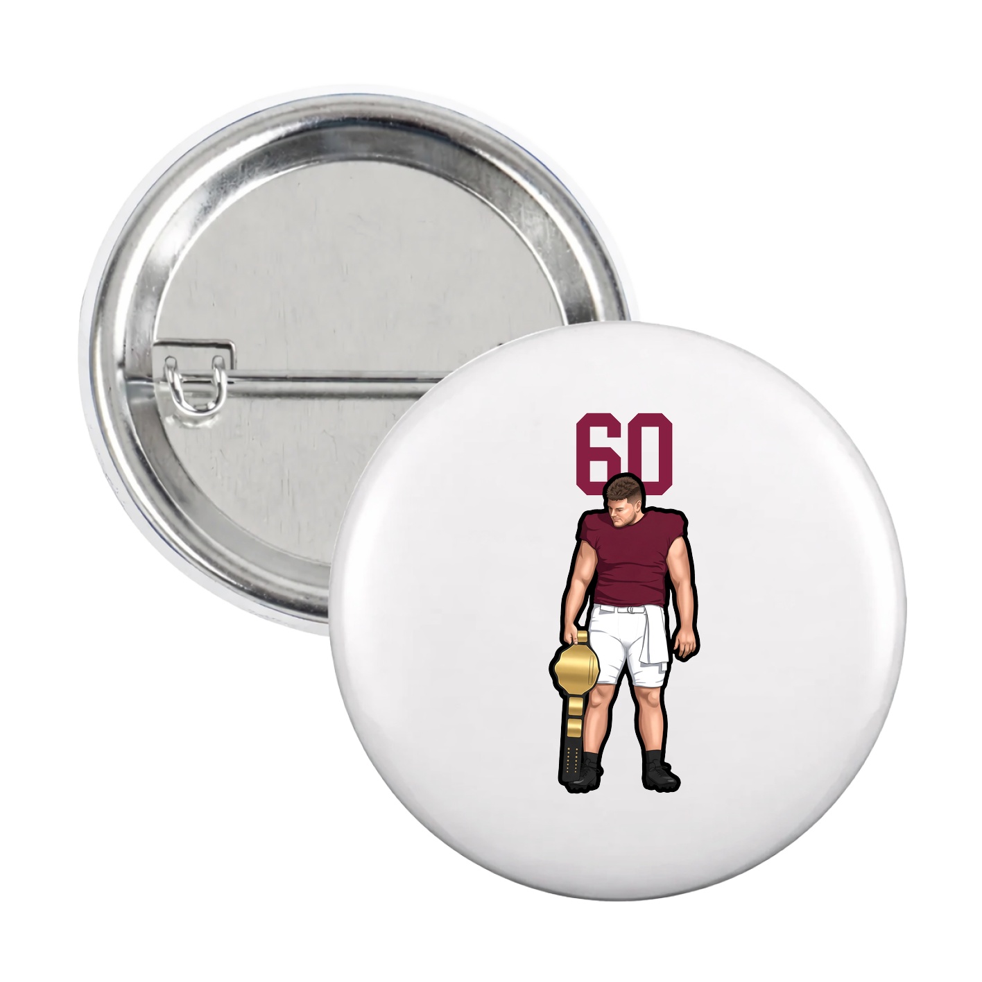 Game Day Button — Number Top in White