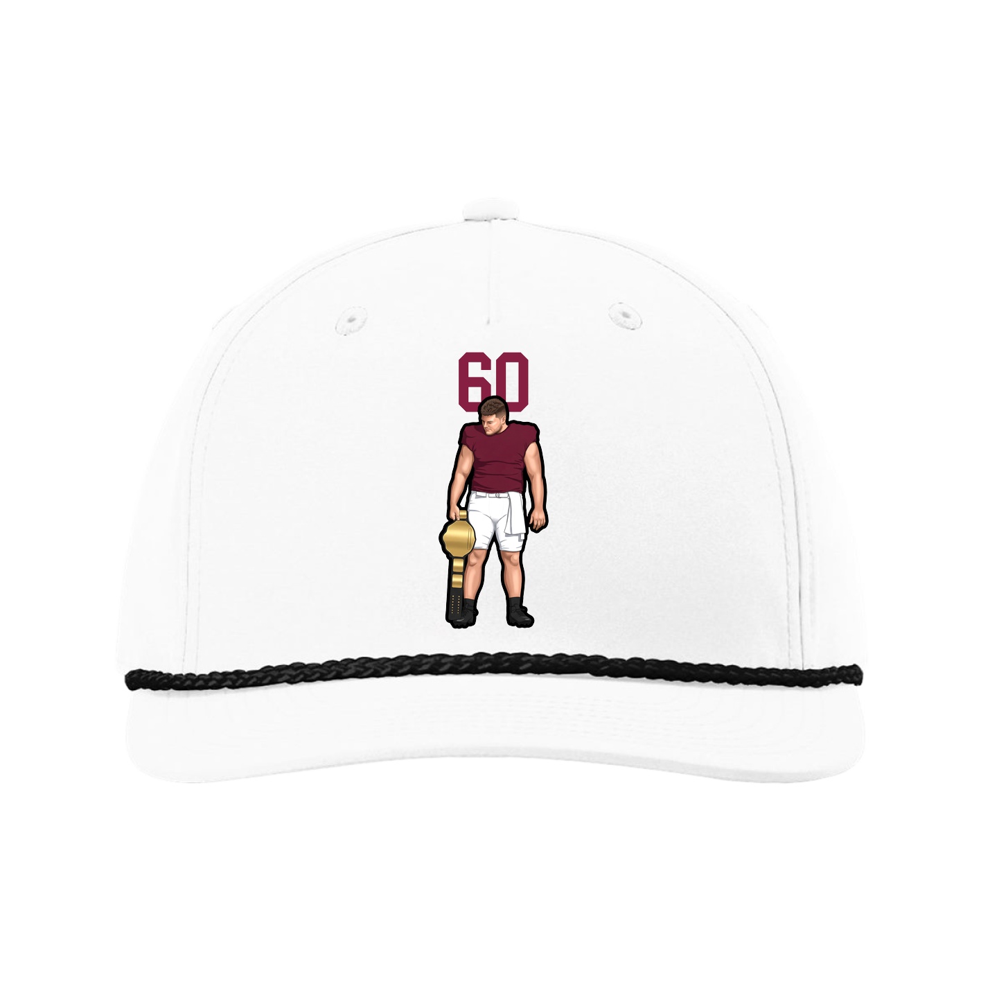 Five-Panel Classic Rope Cap — Number Top in White