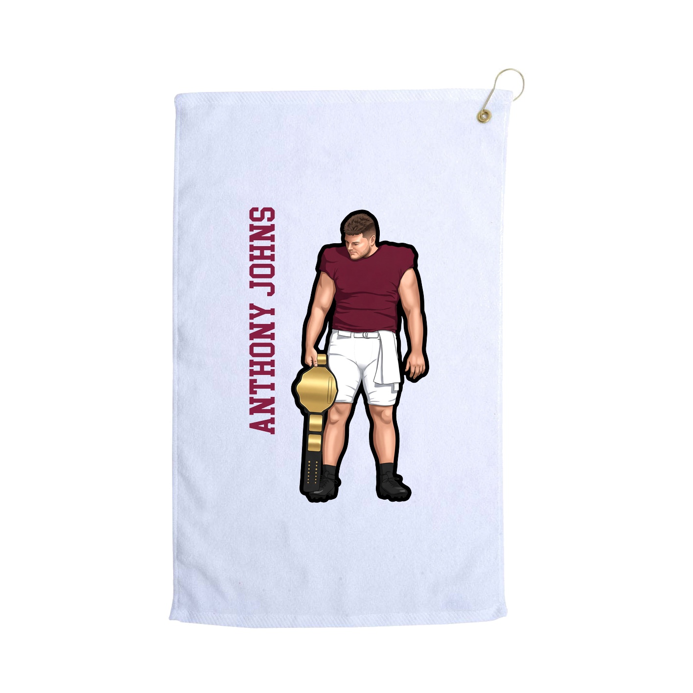 Golf Towel — Name Vertical in White