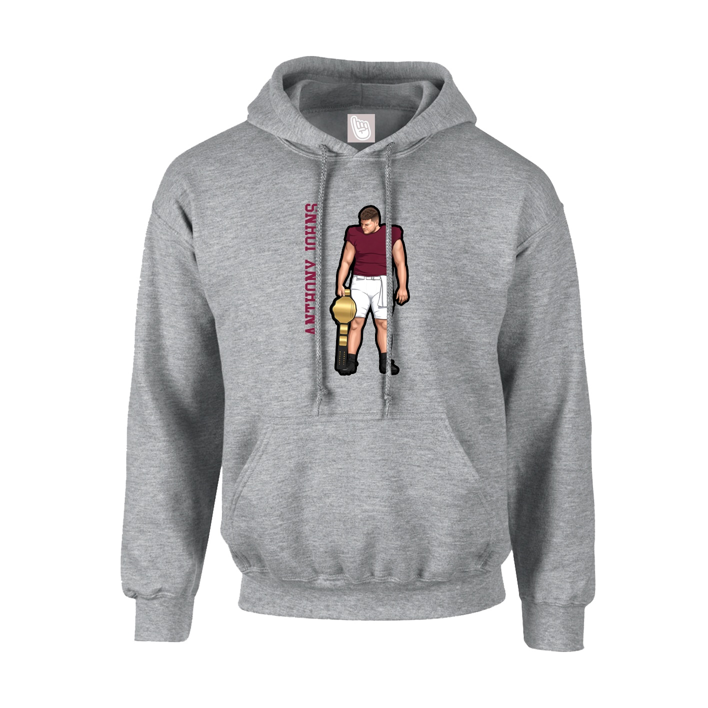 Youth Hoodie — Name Vertical in Grey