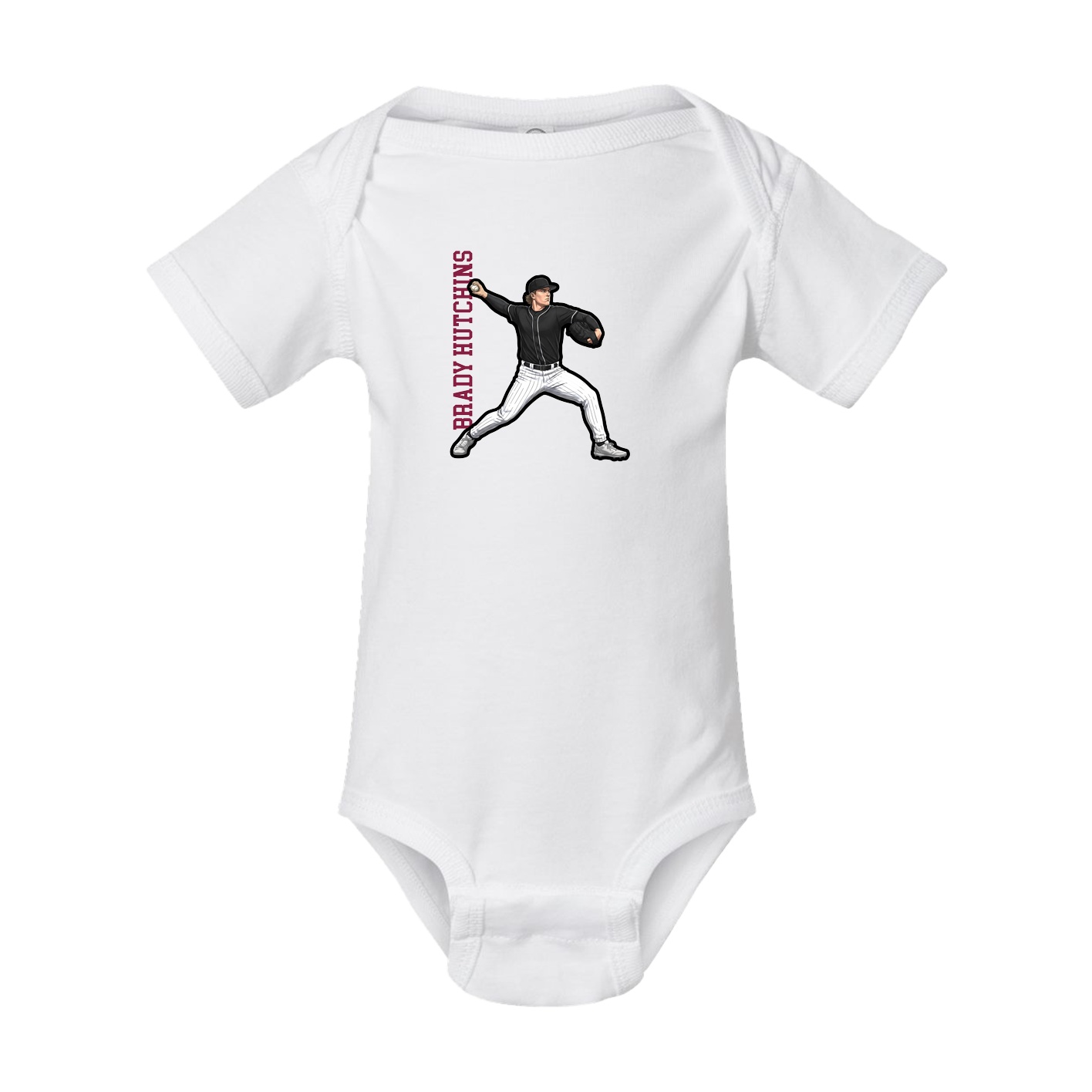 Baby Onesie — Name Vertical in White