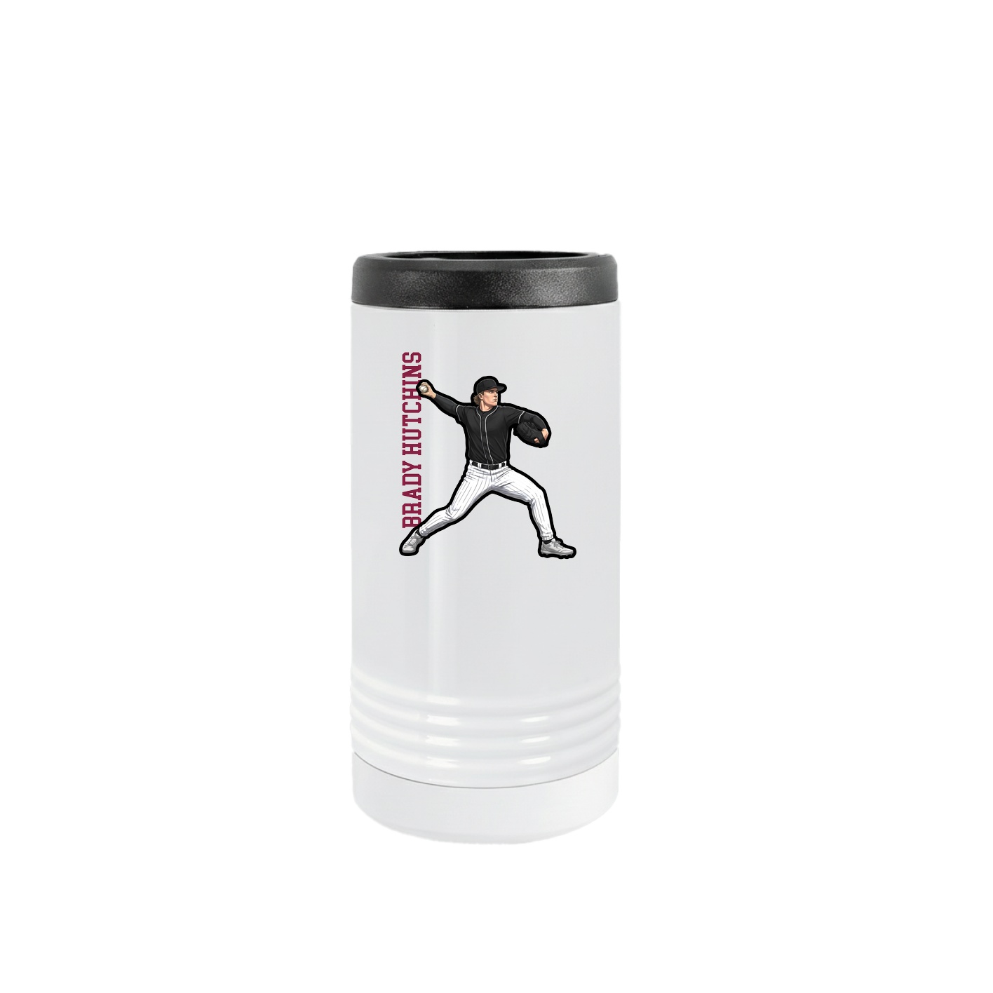 Slim Beverage Holder — Name Vertical in White