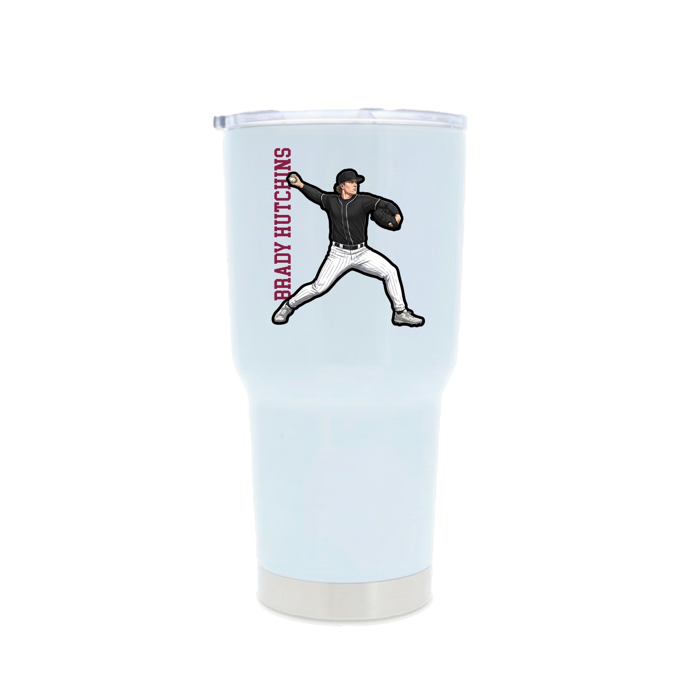 30oz Stainless Steel Tumbler — Name Vertical in White