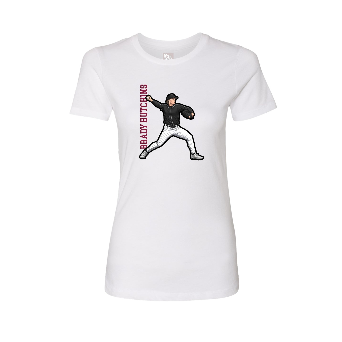 Fitted Women's Tee — Name Vertical in White