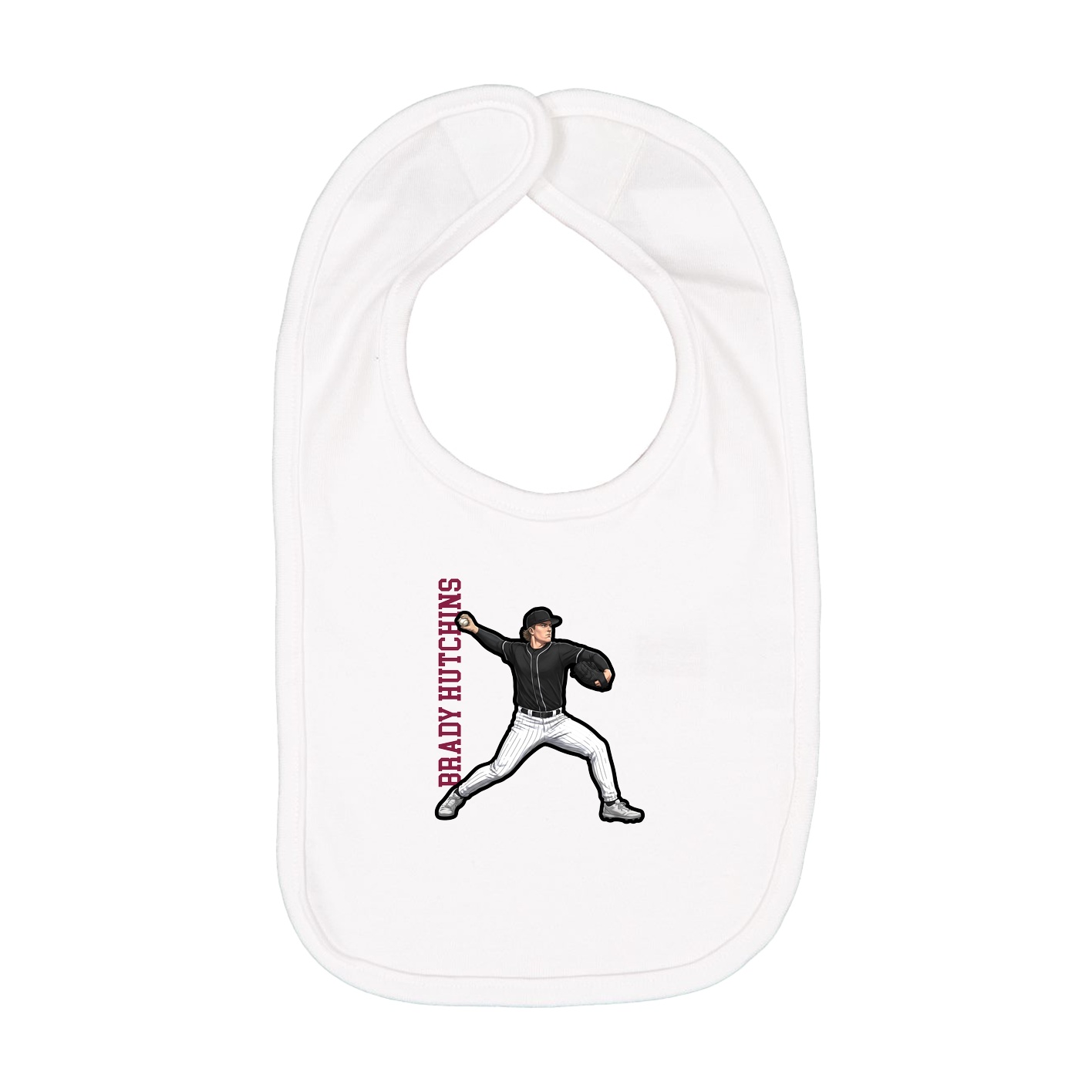 Infant Bib — Name Vertical in White
