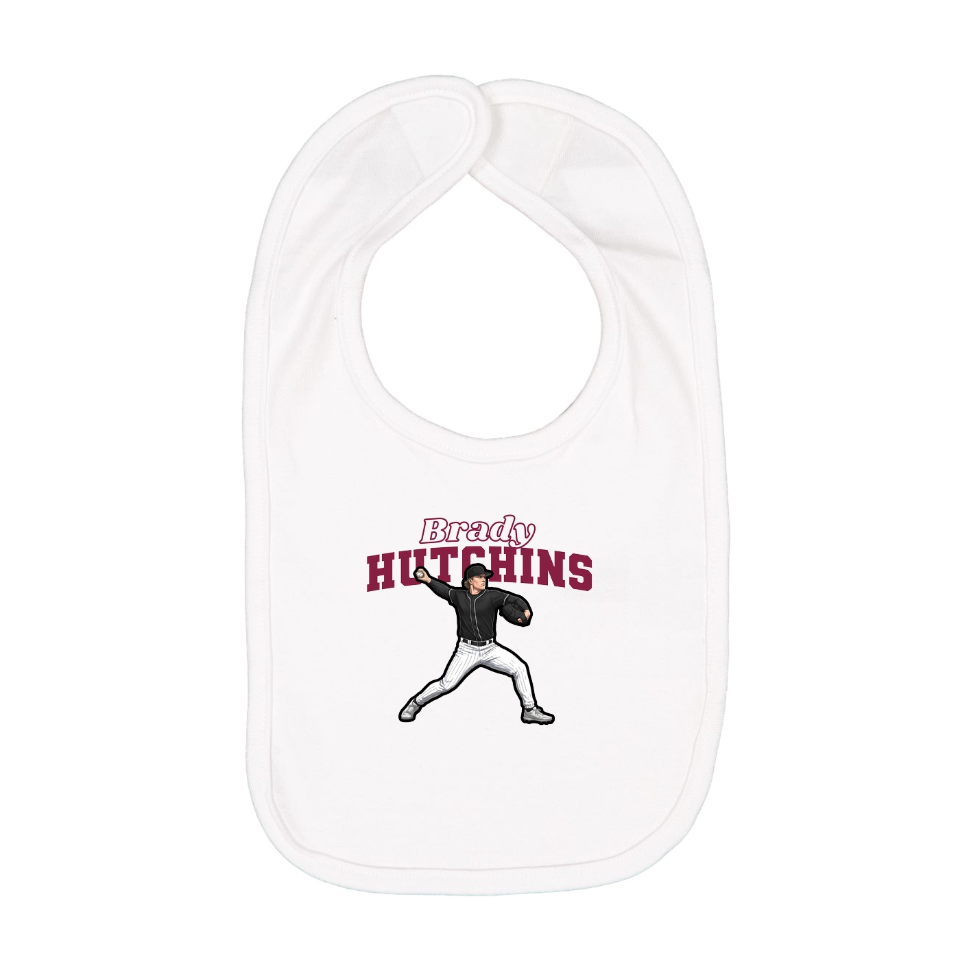 Infant Bib — Name Arch in White