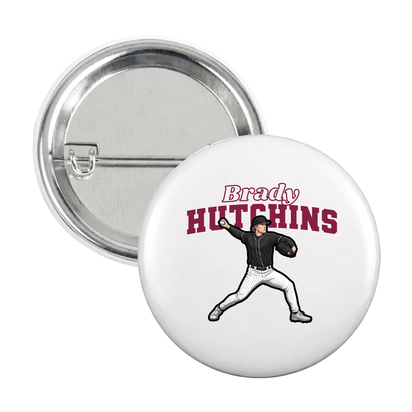 Game Day Button — Name Arch in White