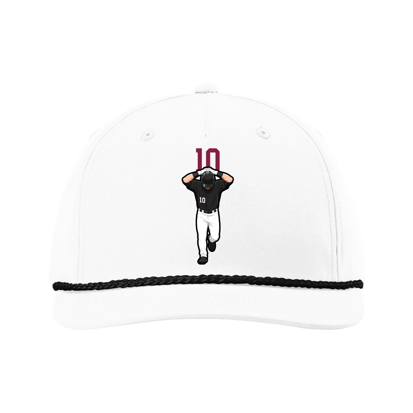 Five-Panel Classic Rope Cap — Number Top in White