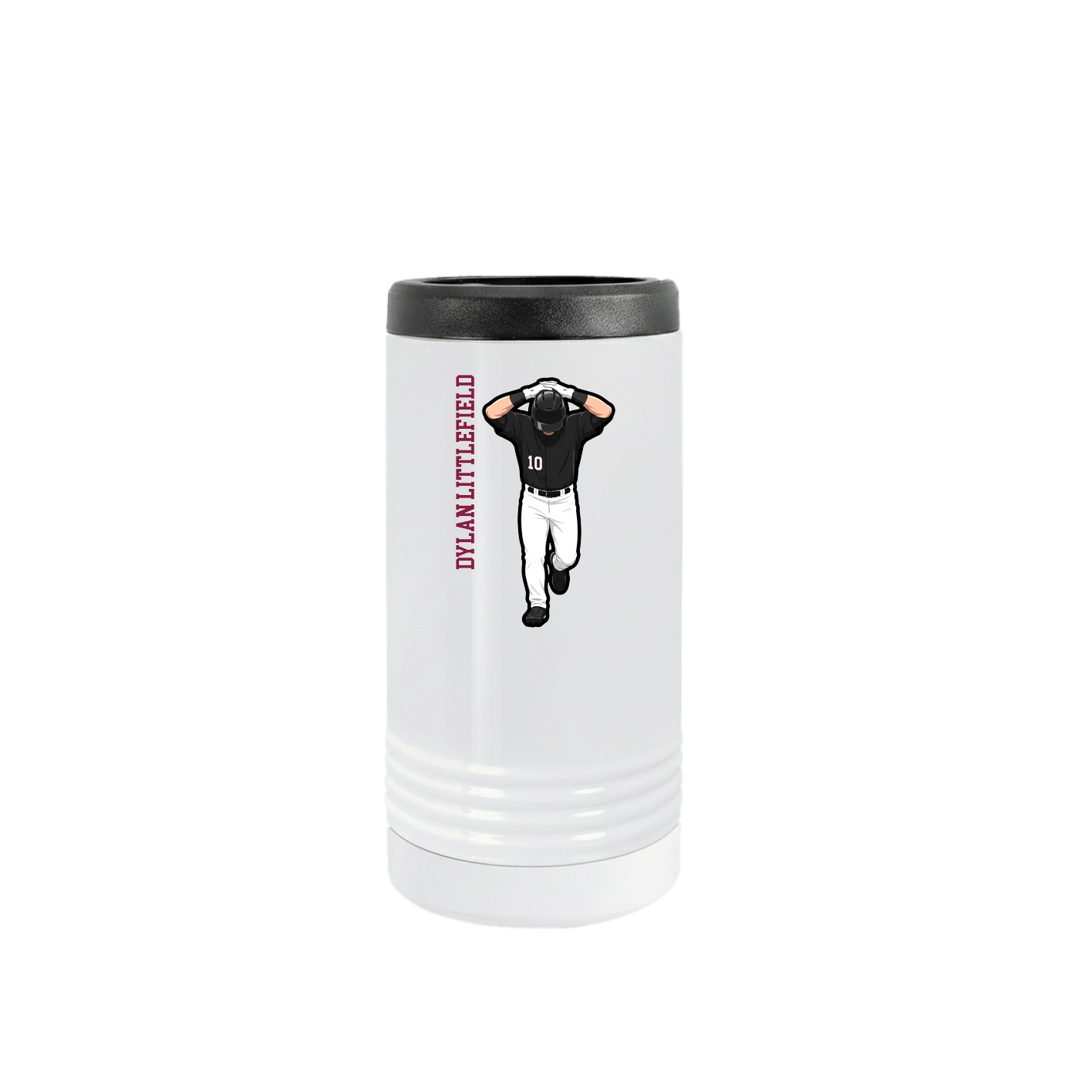 Slim Beverage Holder — Name Vertical in White