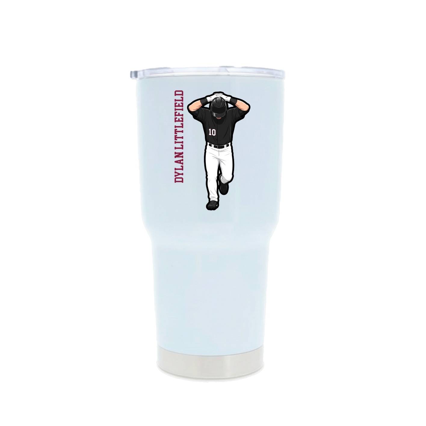 30oz Stainless Steel Tumbler — Name Vertical in White