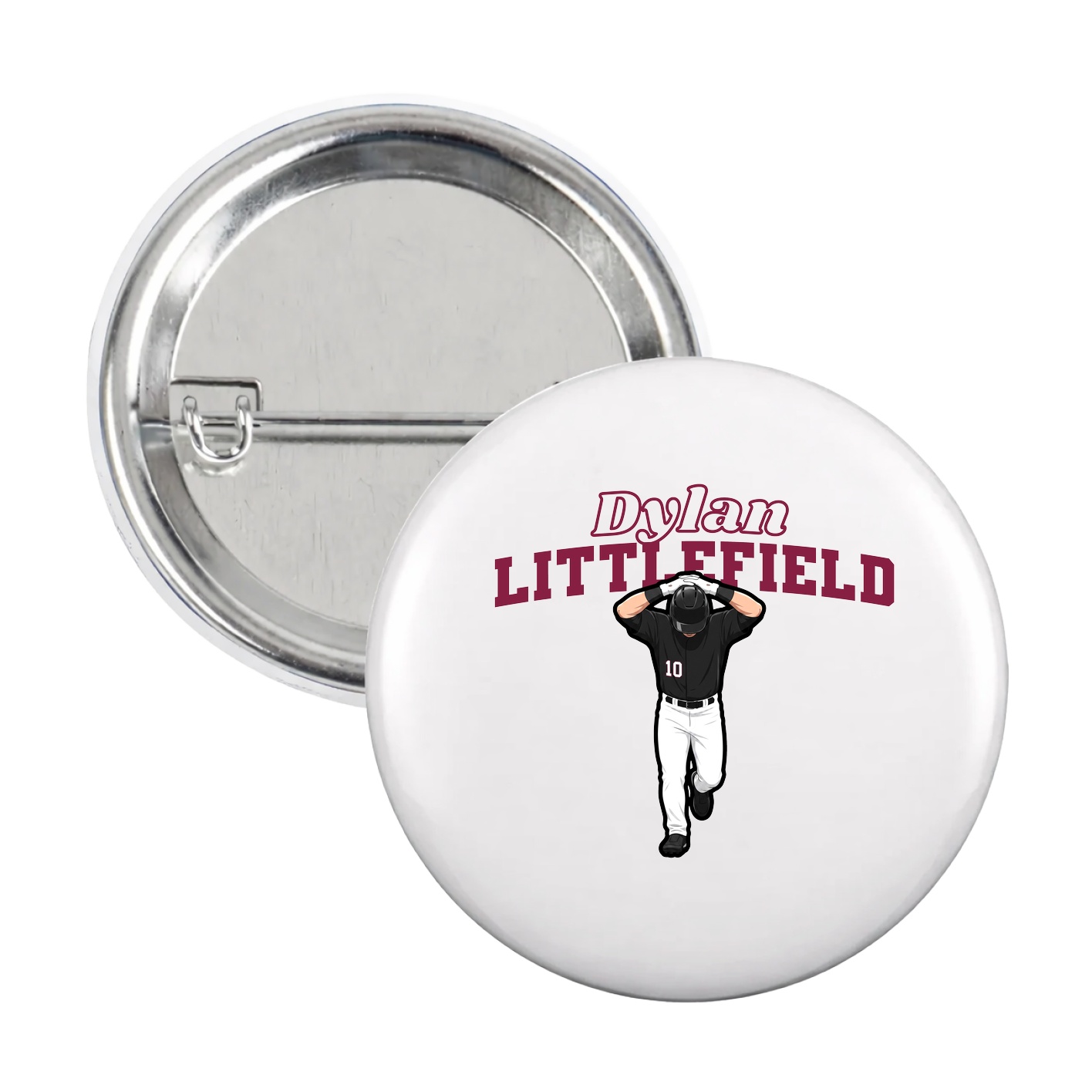 Game Day Button — Name Arch in White