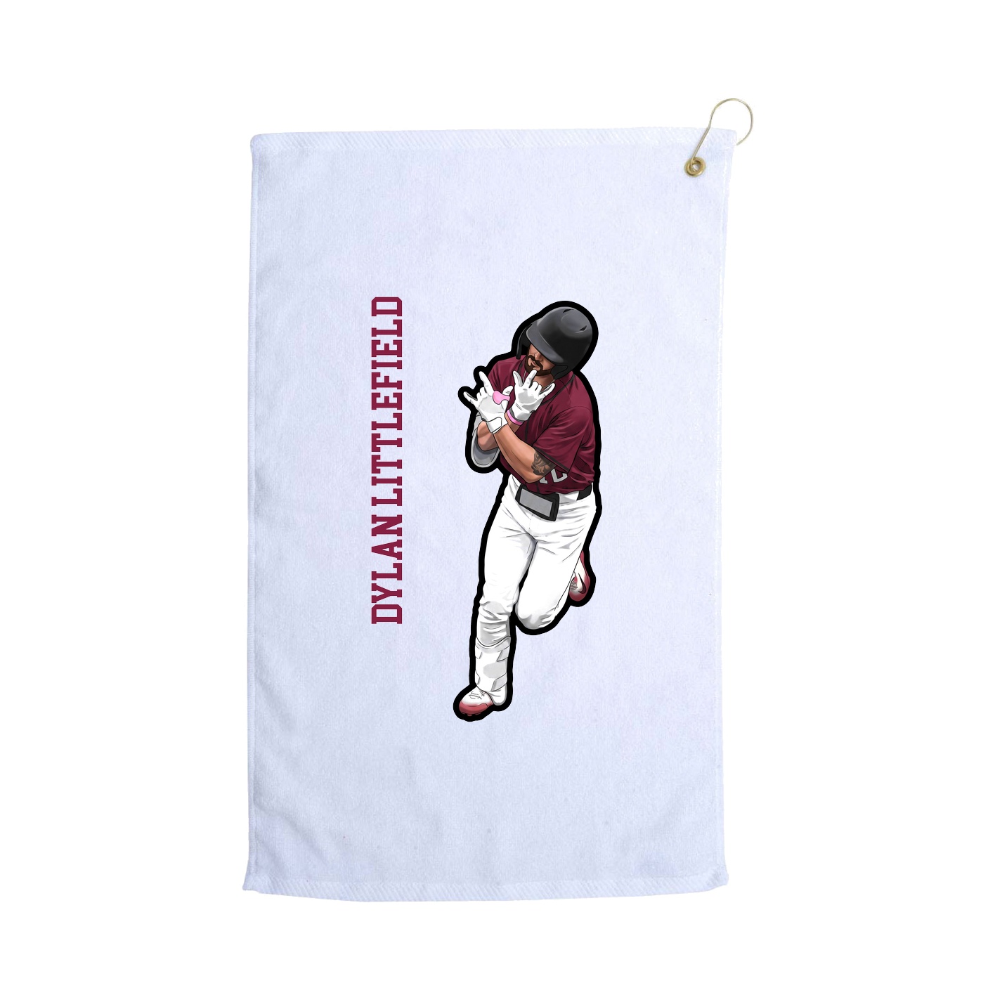 Golf Towel — Name Vertical in White