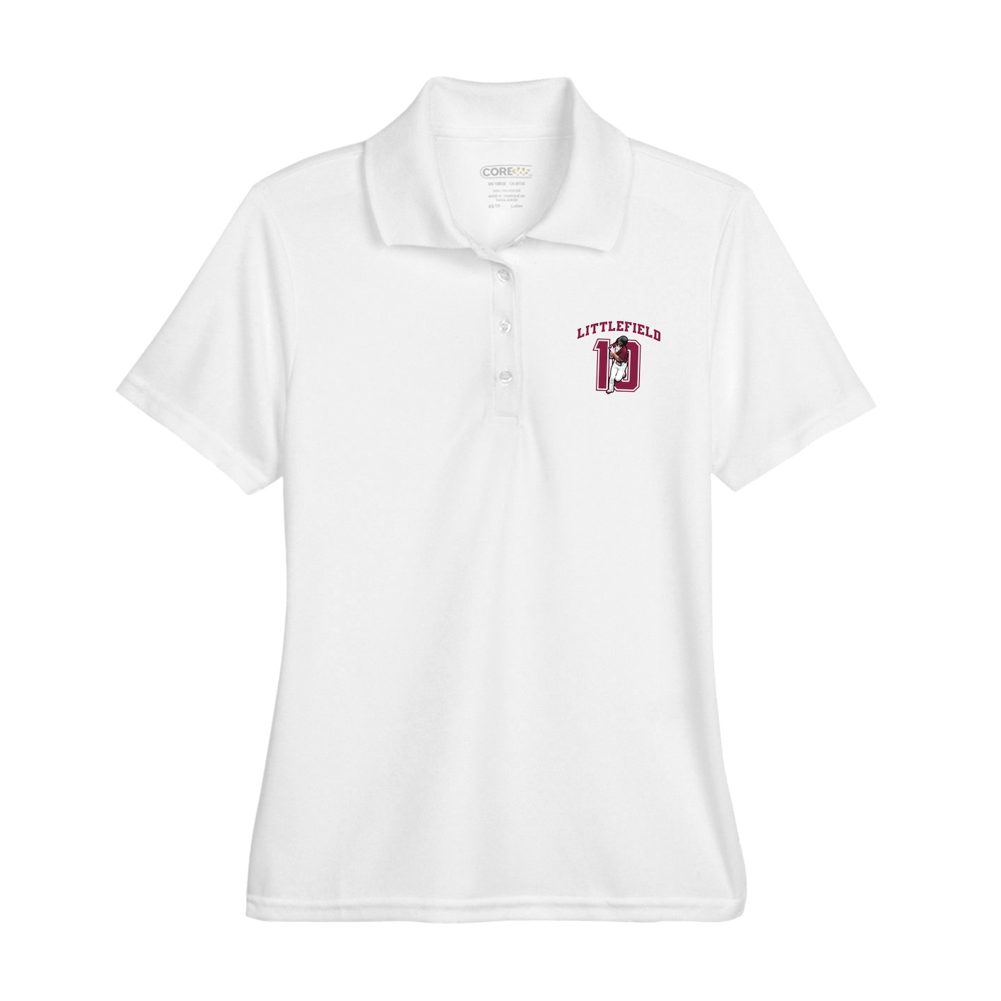 Womens Performance Polo — Number in White
