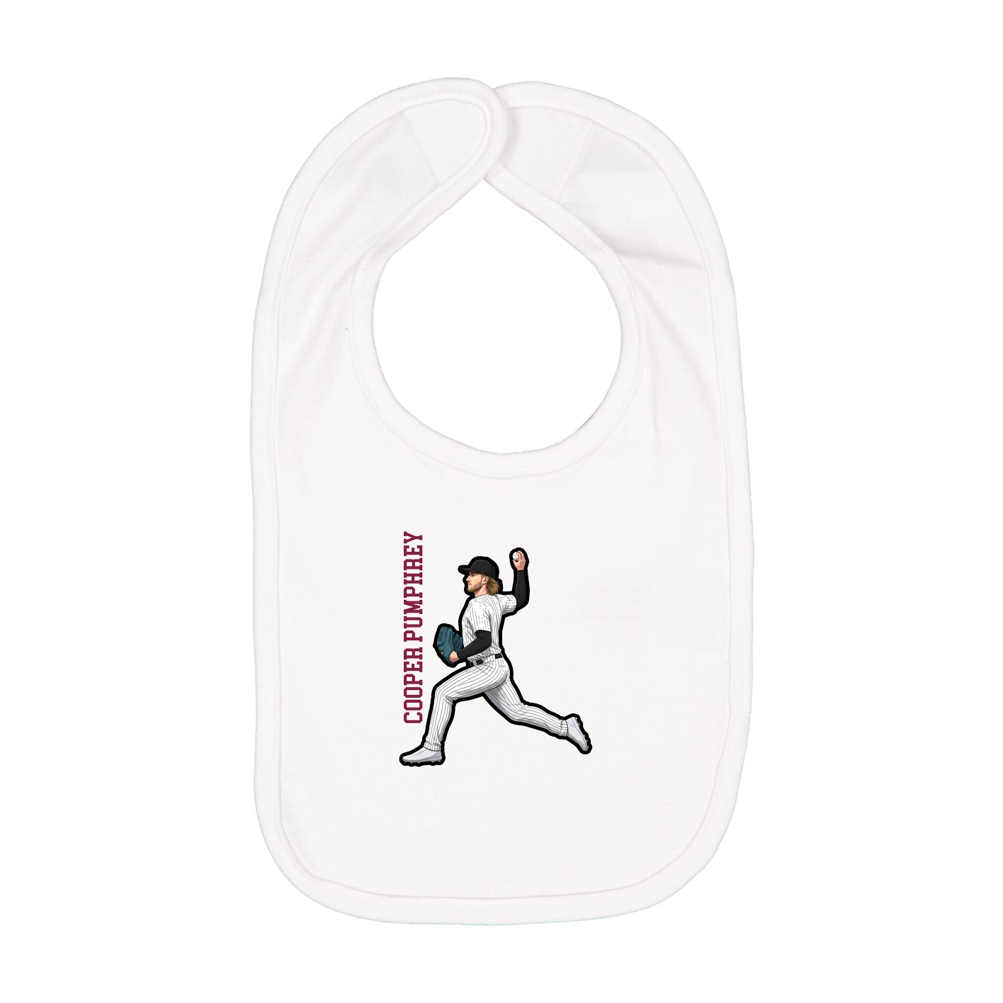 Infant Bib — Name Vertical in White