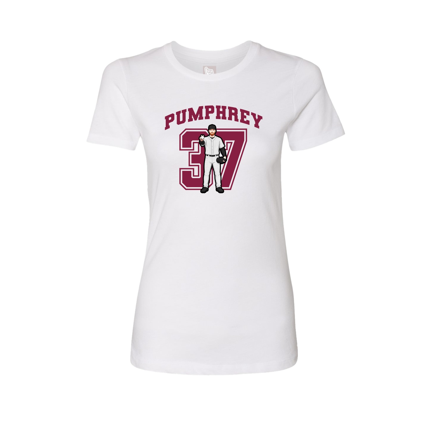 Fitted Women's Tee — Number in White