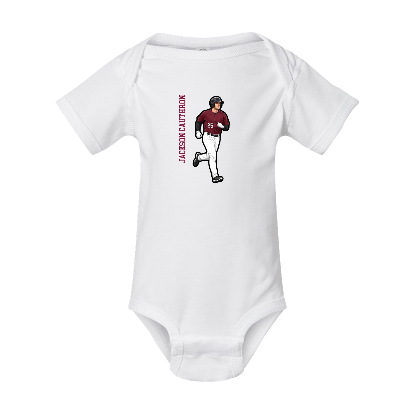Baby Onesie — Name Vertical in White