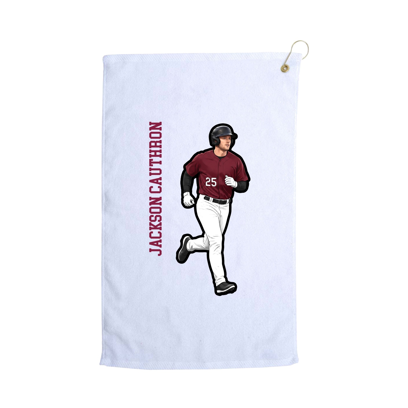 Golf Towel — Name Vertical in White