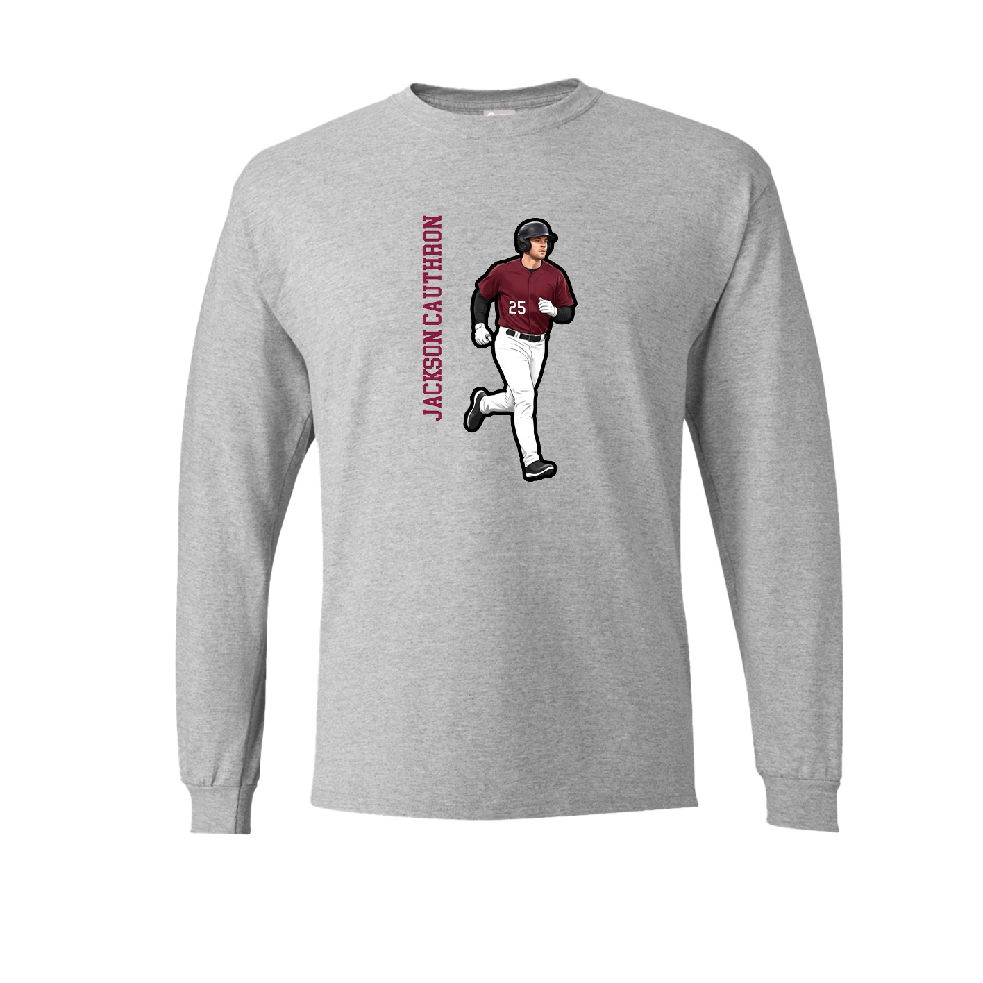 Long Sleeve Tee — Name Vertical in Grey