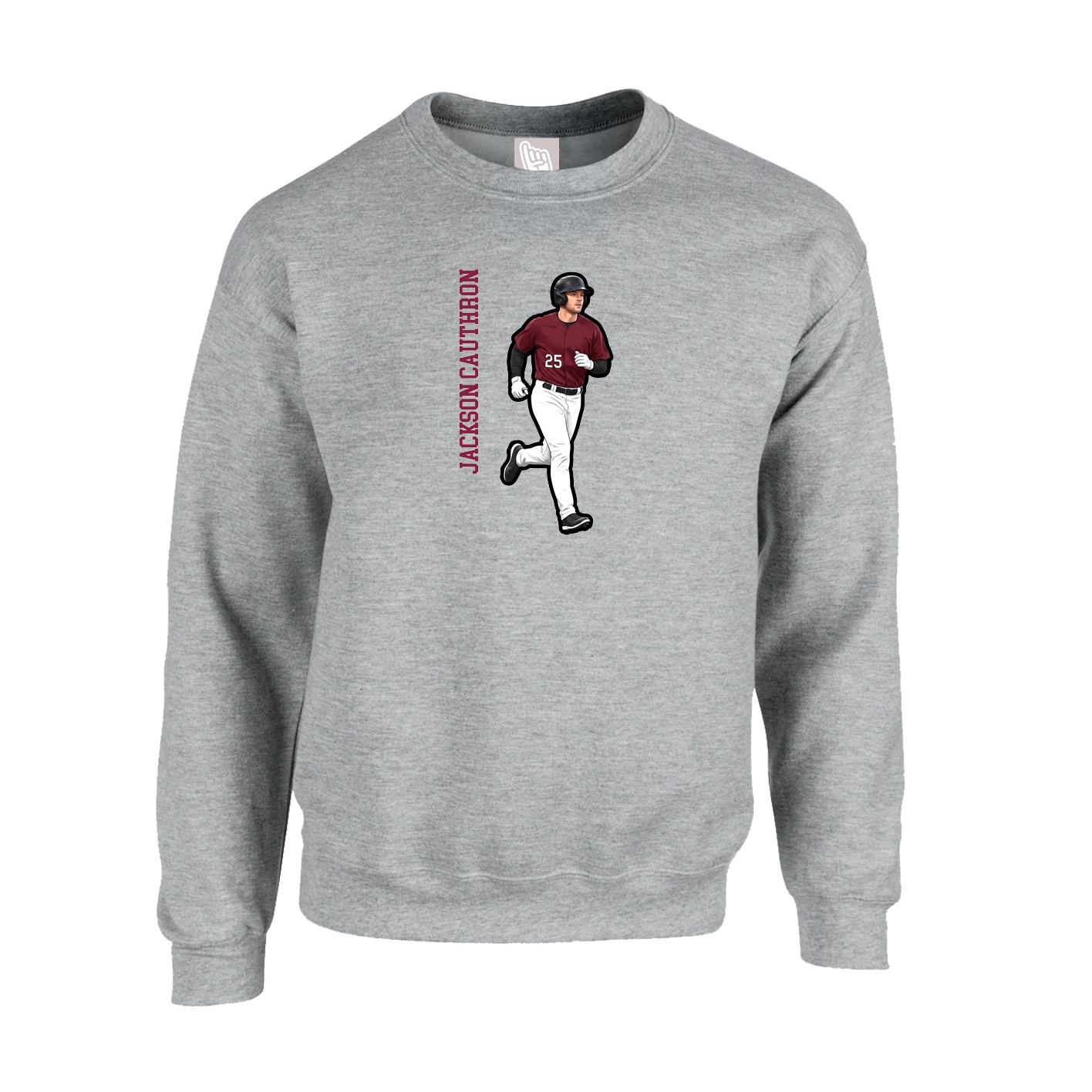 Fleece Crew — Name Vertical in Grey