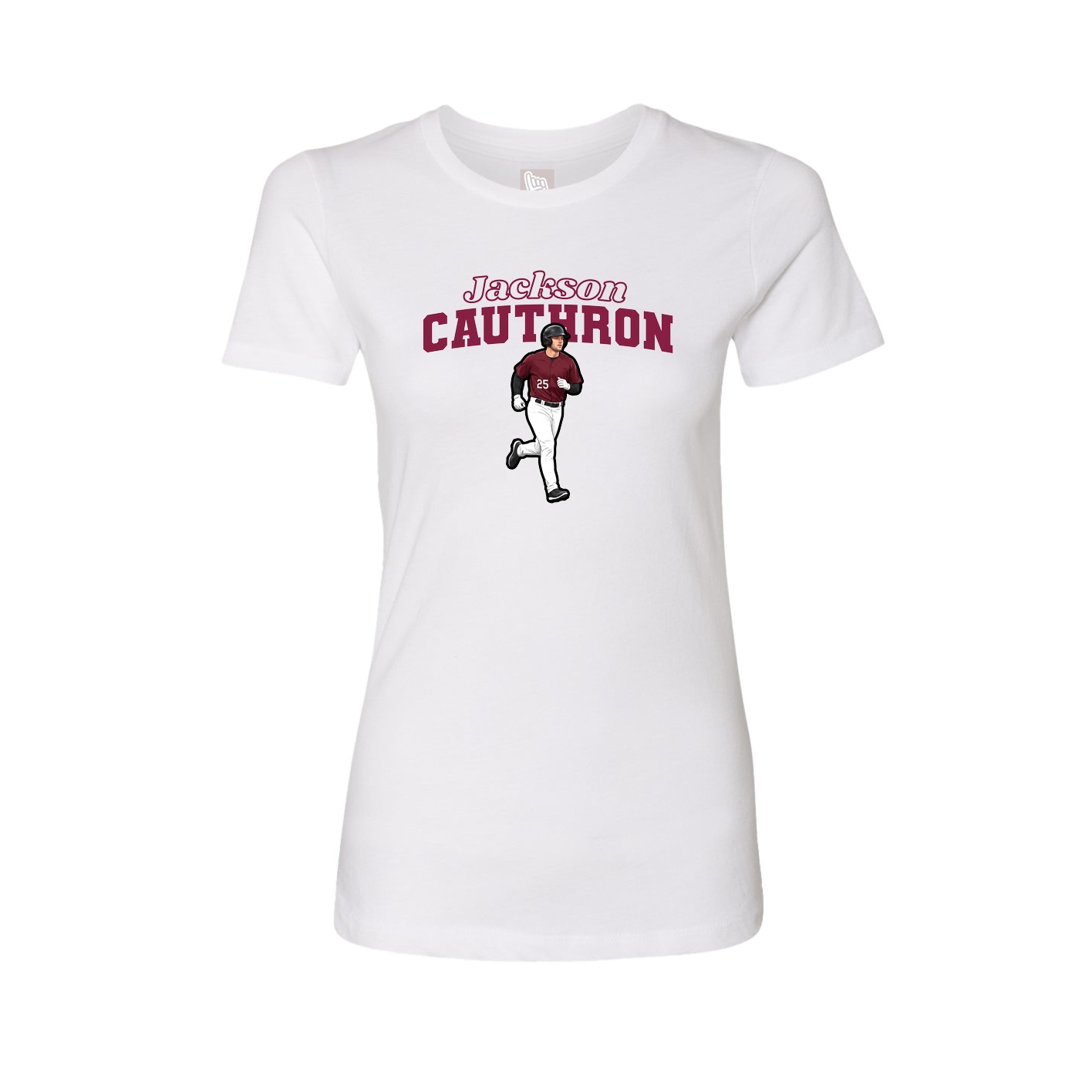 Fitted Women's Tee — Name Arch in White