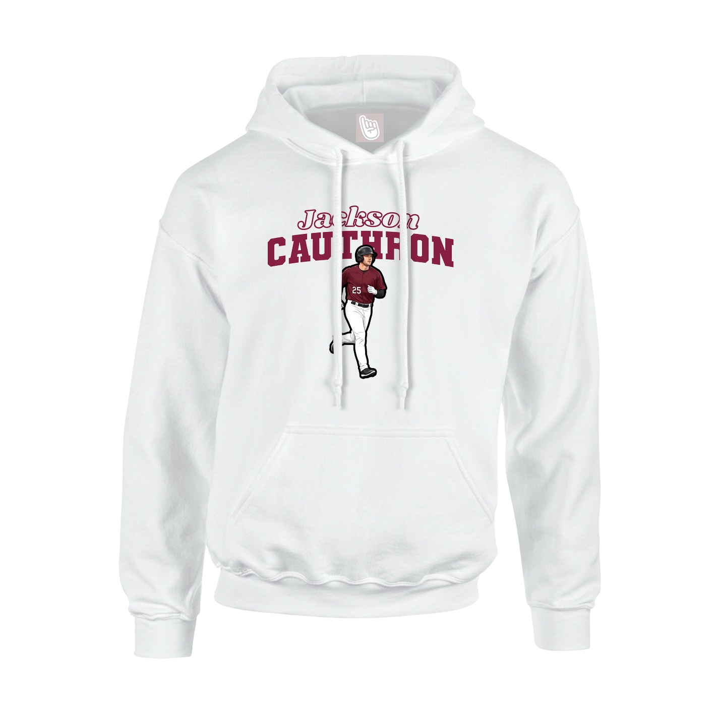 Youth Hoodie — Name Arch in White