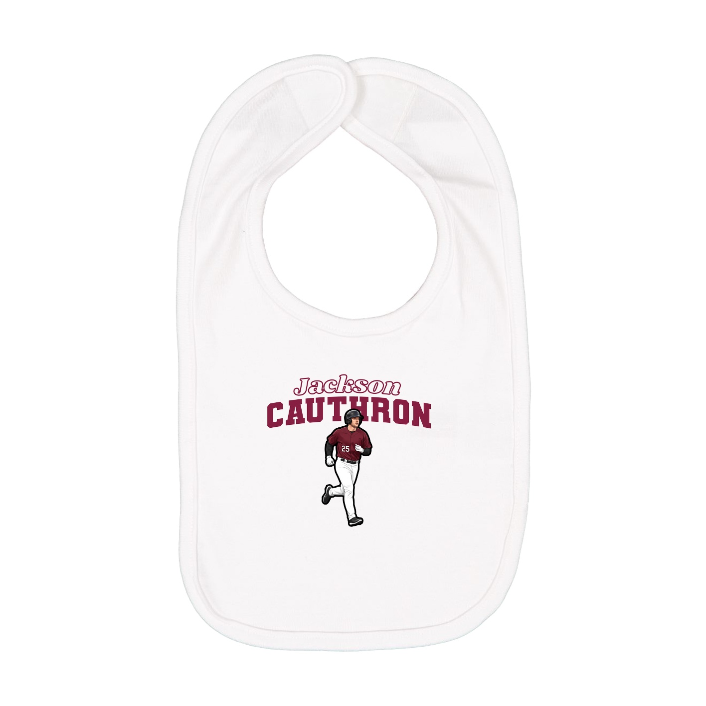 Infant Bib — Name Arch in White