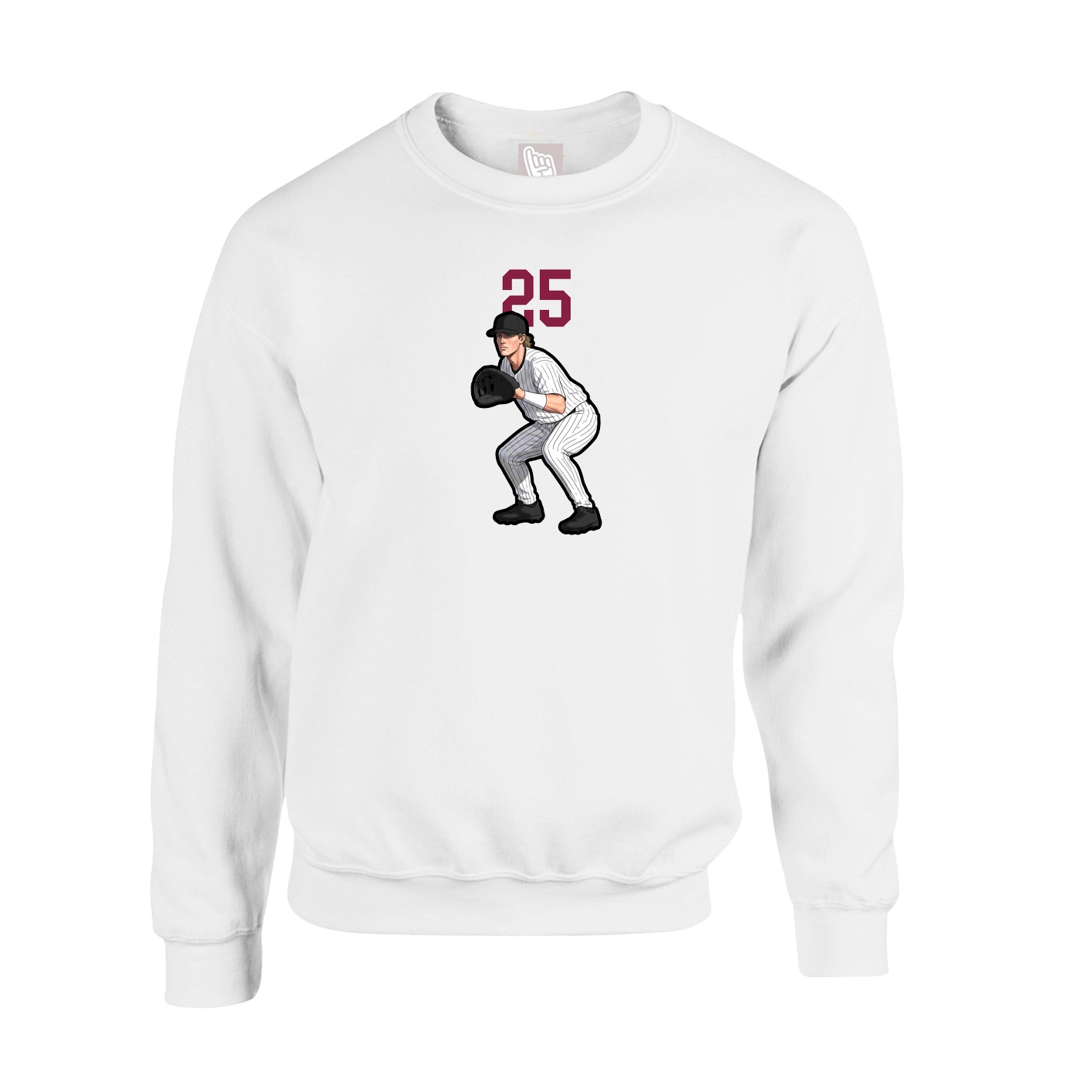 Fleece Crew — Number Top in White