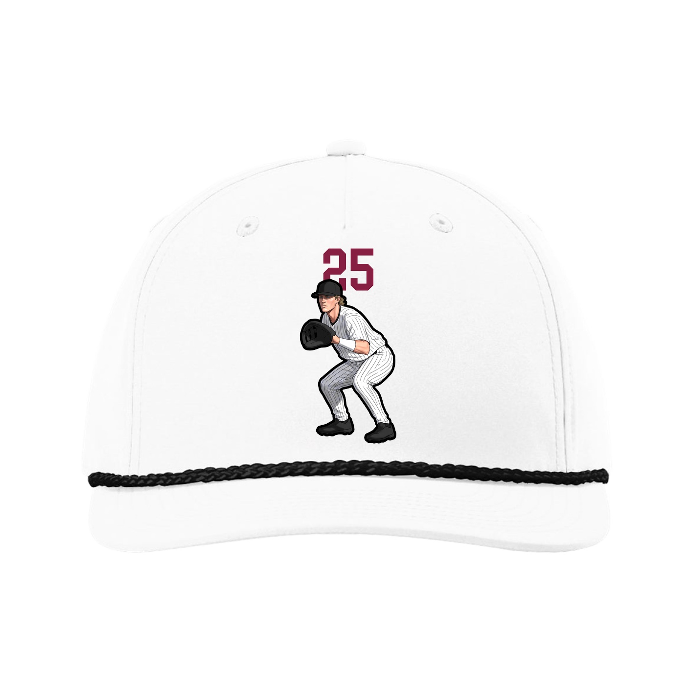 Five-Panel Classic Rope Cap — Number Top in White