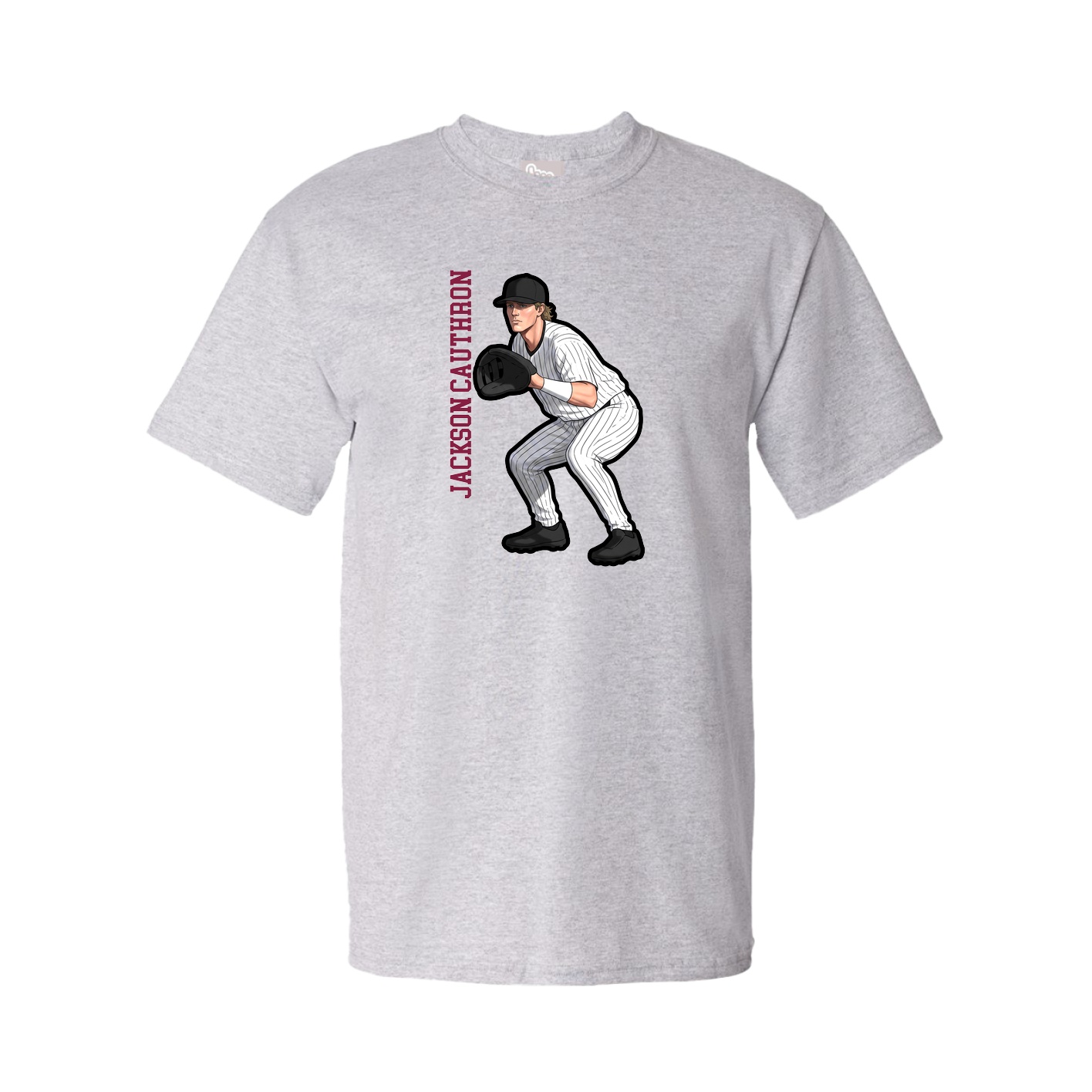 Youth Tee — Name Vertical in Grey