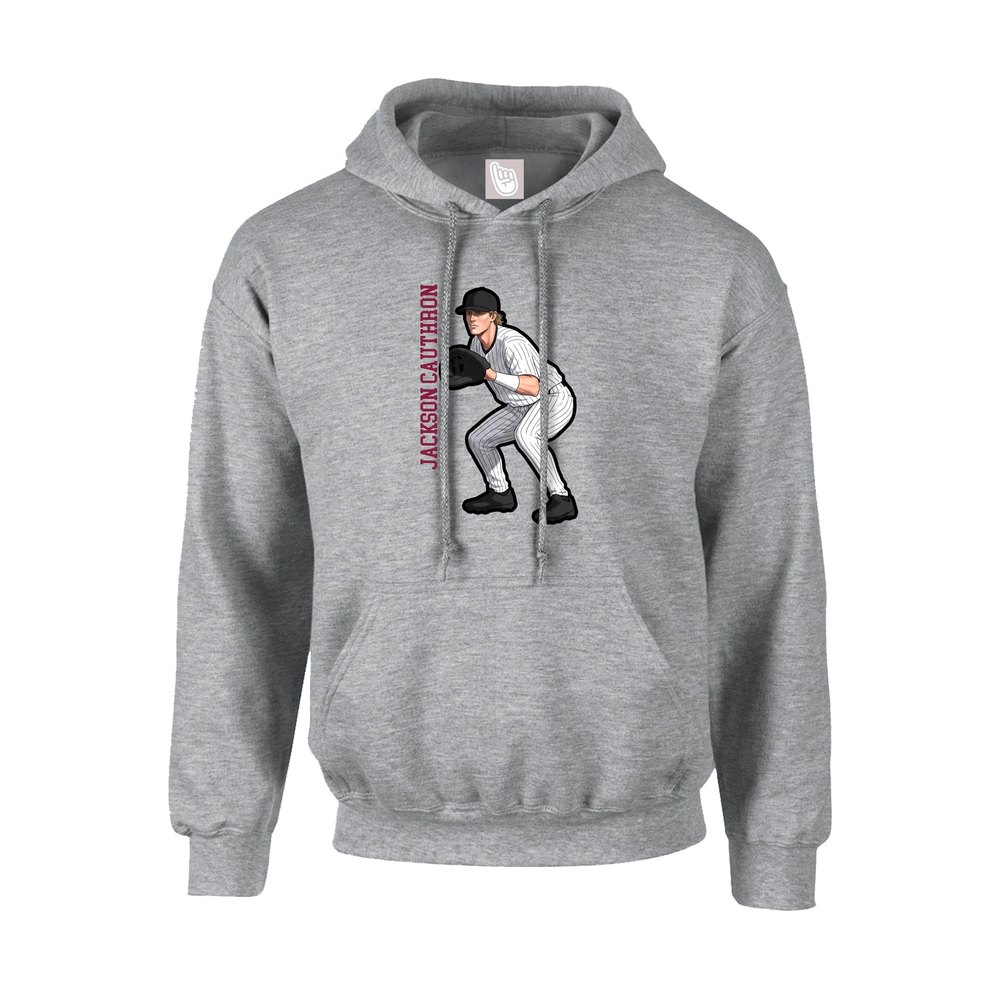 Hoodie — Name Vertical in Grey