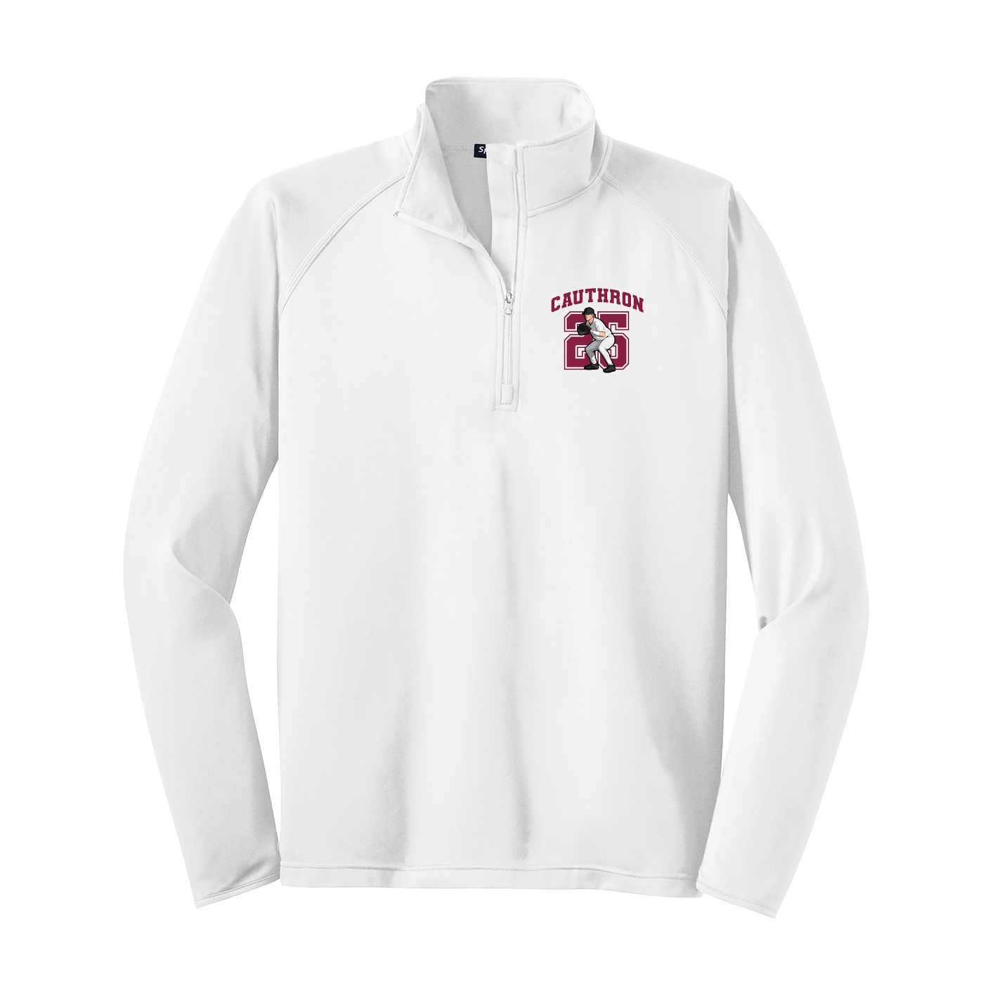 Q-Zip Pullover — Number in White