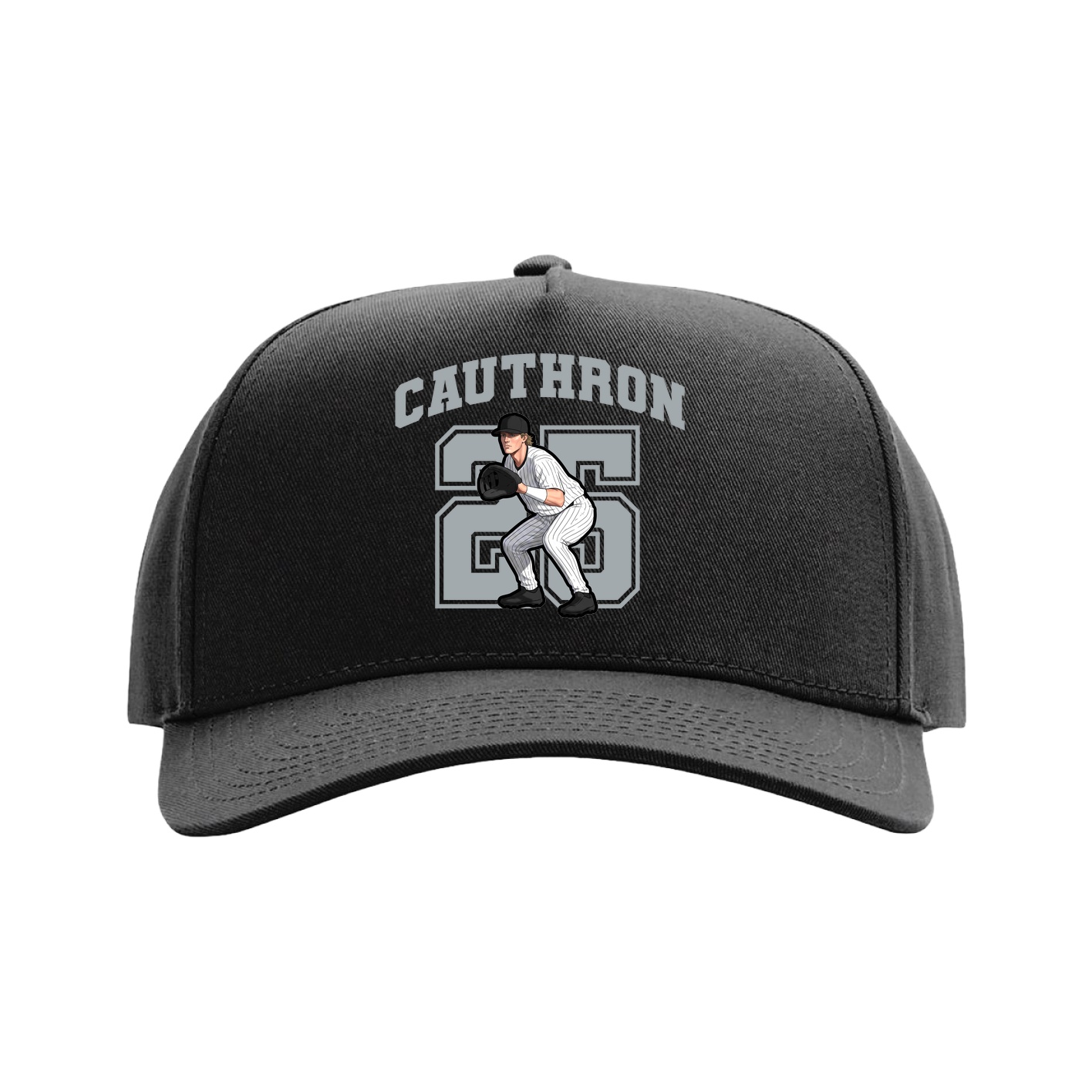 Full Fabric Five-Panel Champ Cap — Number in Black