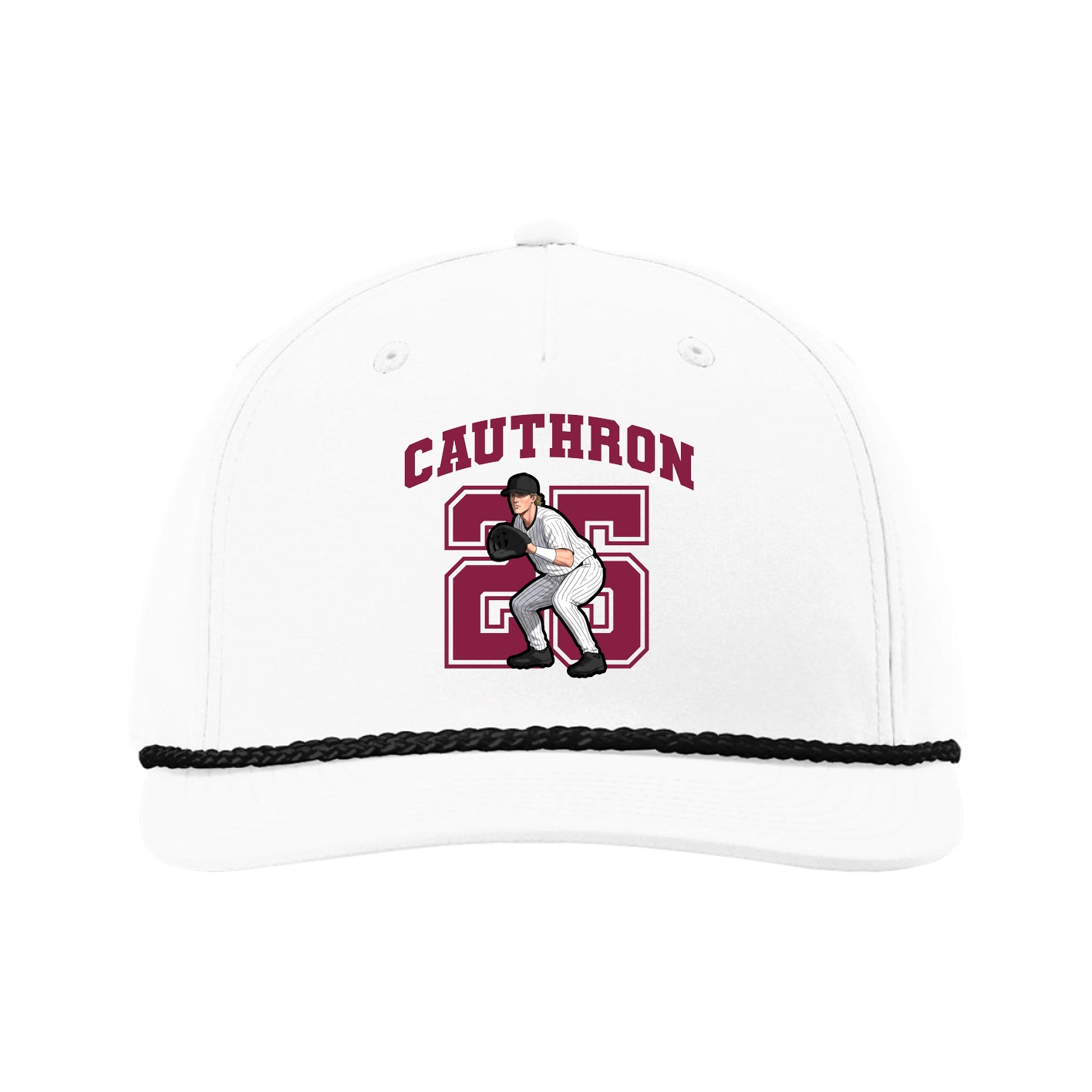 Five-Panel Classic Rope Cap — Number in White