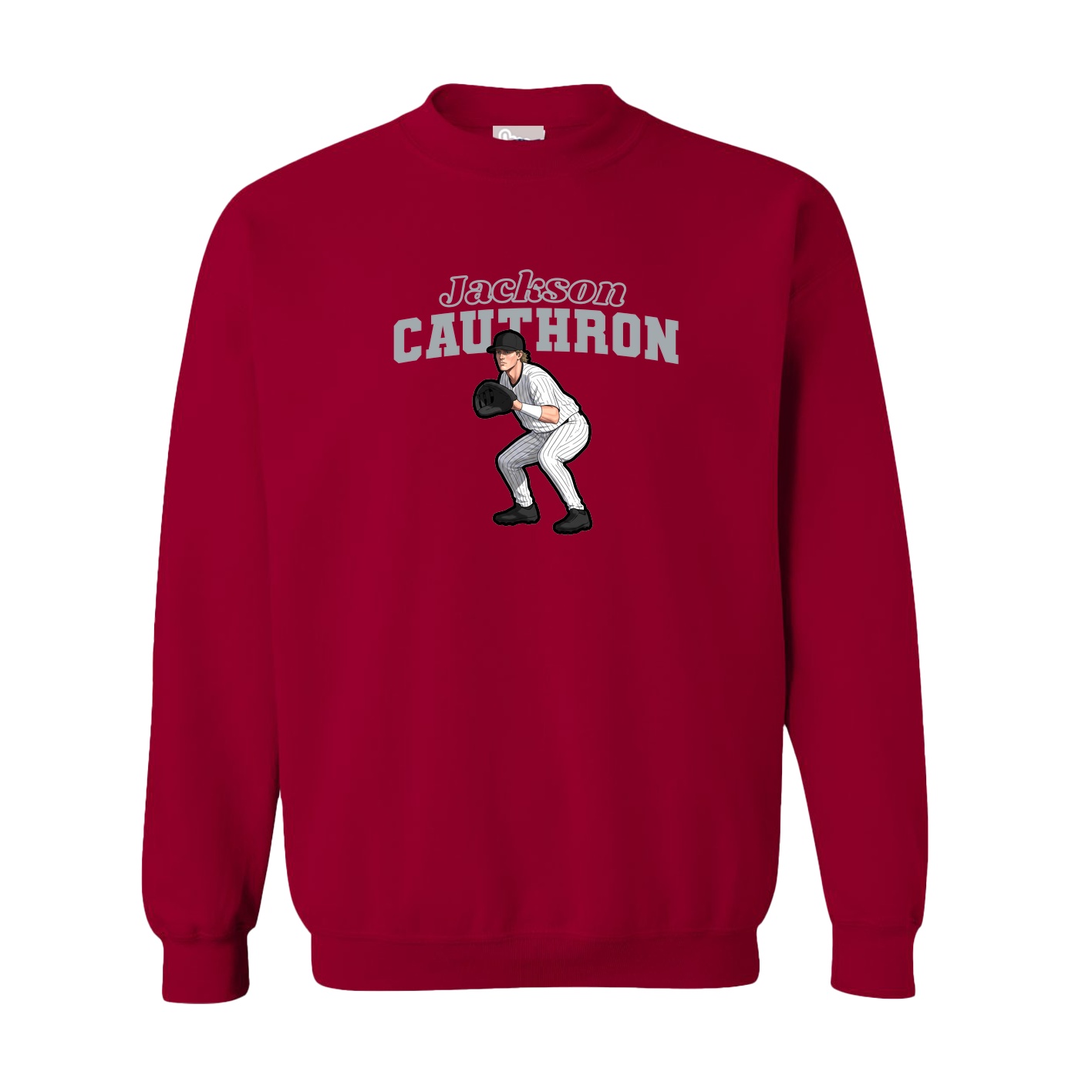 Fleece Crew — Name Arch in Cardinal
