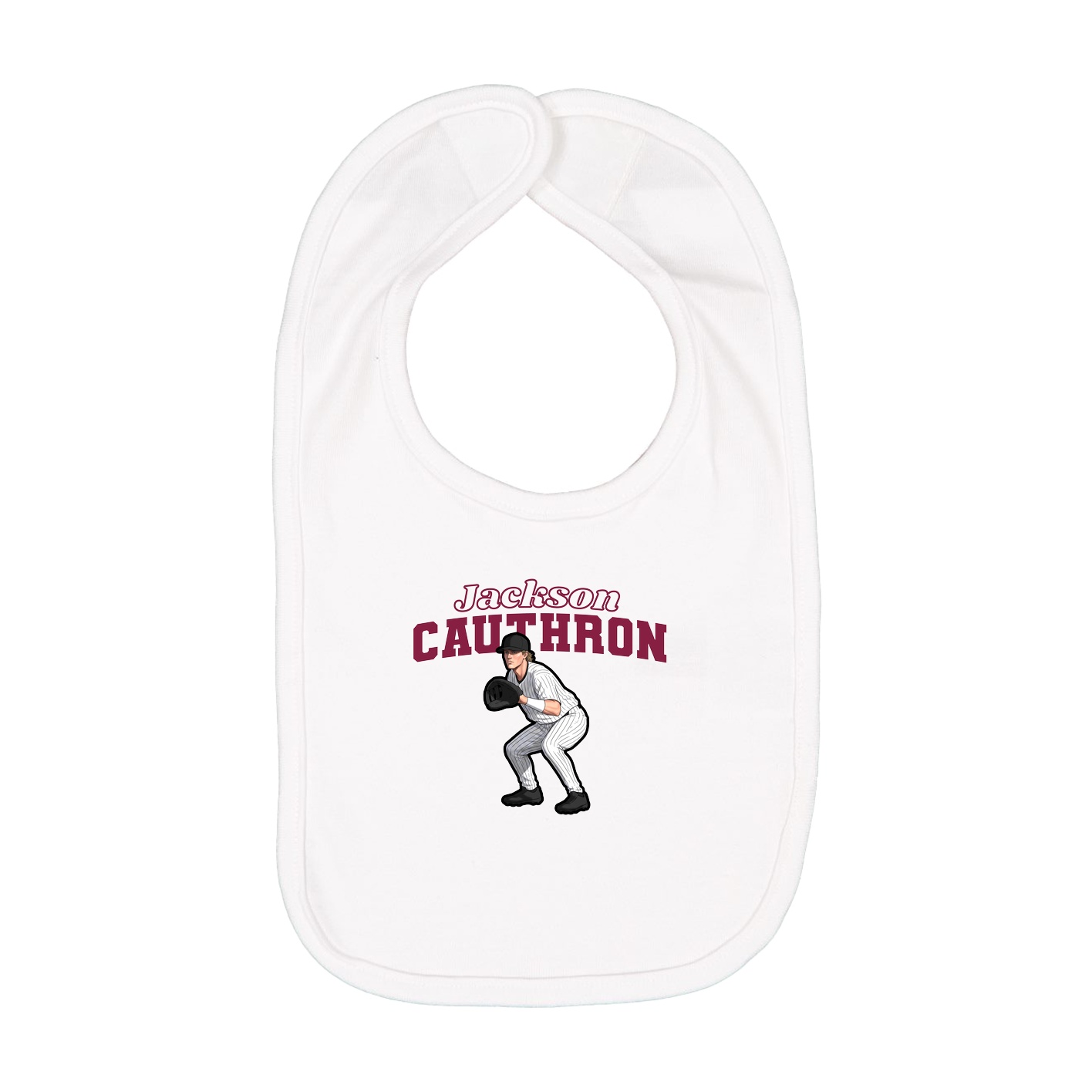 Infant Bib — Name Arch in White