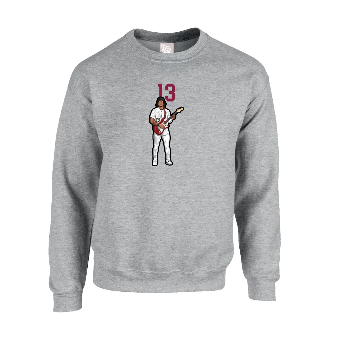Fleece Crew — Number Top in Grey
