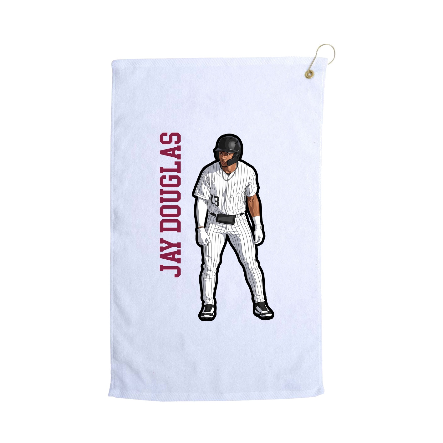 Golf Towel — Name Vertical in White