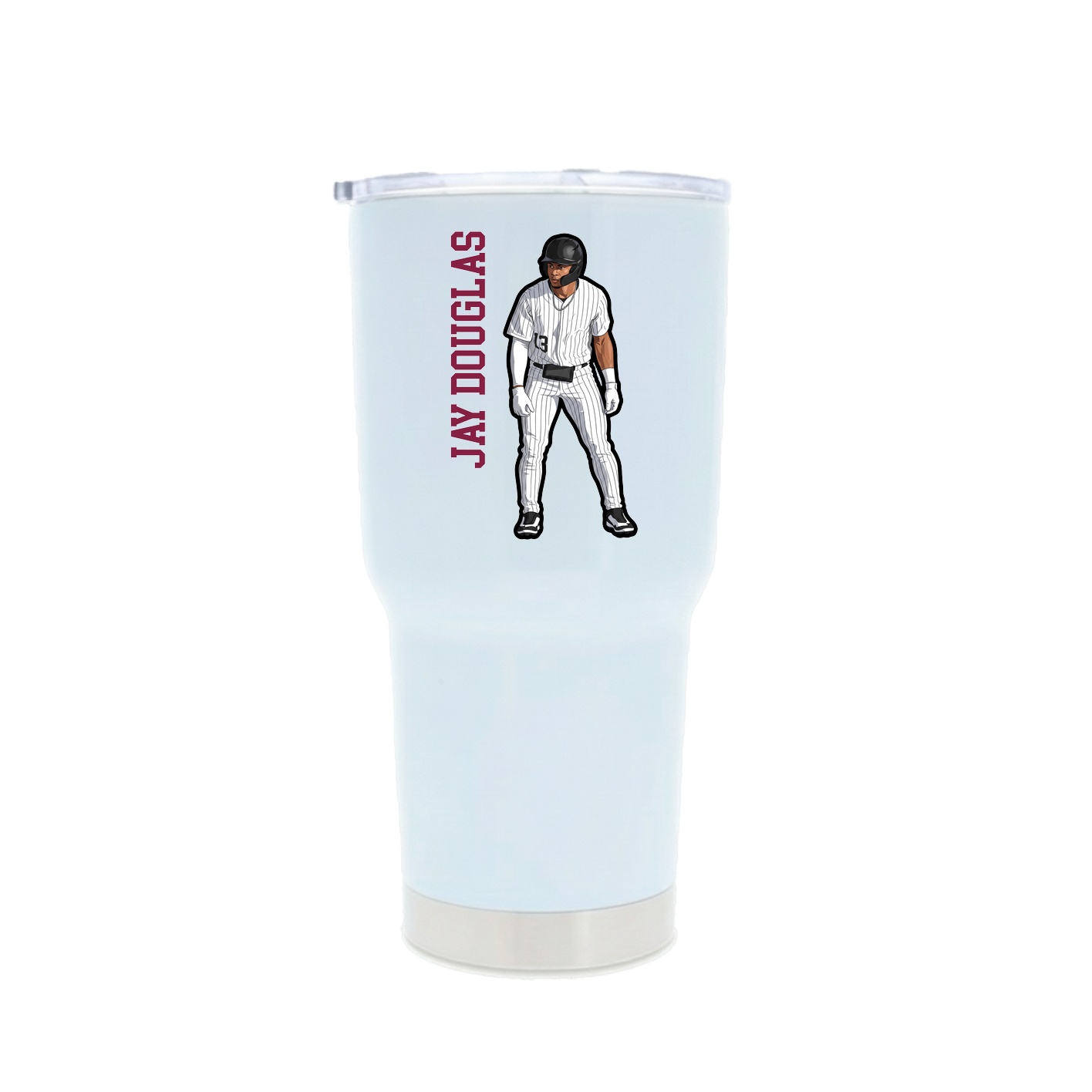 30oz Stainless Steel Tumbler — Name Vertical in White