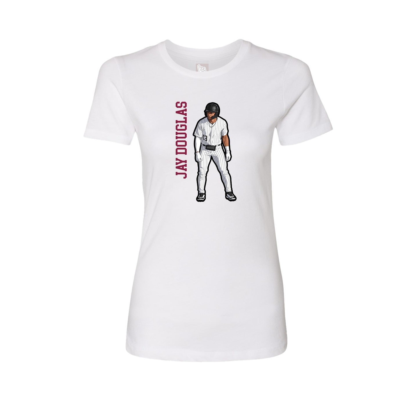 Fitted Women's Tee — Name Vertical in White