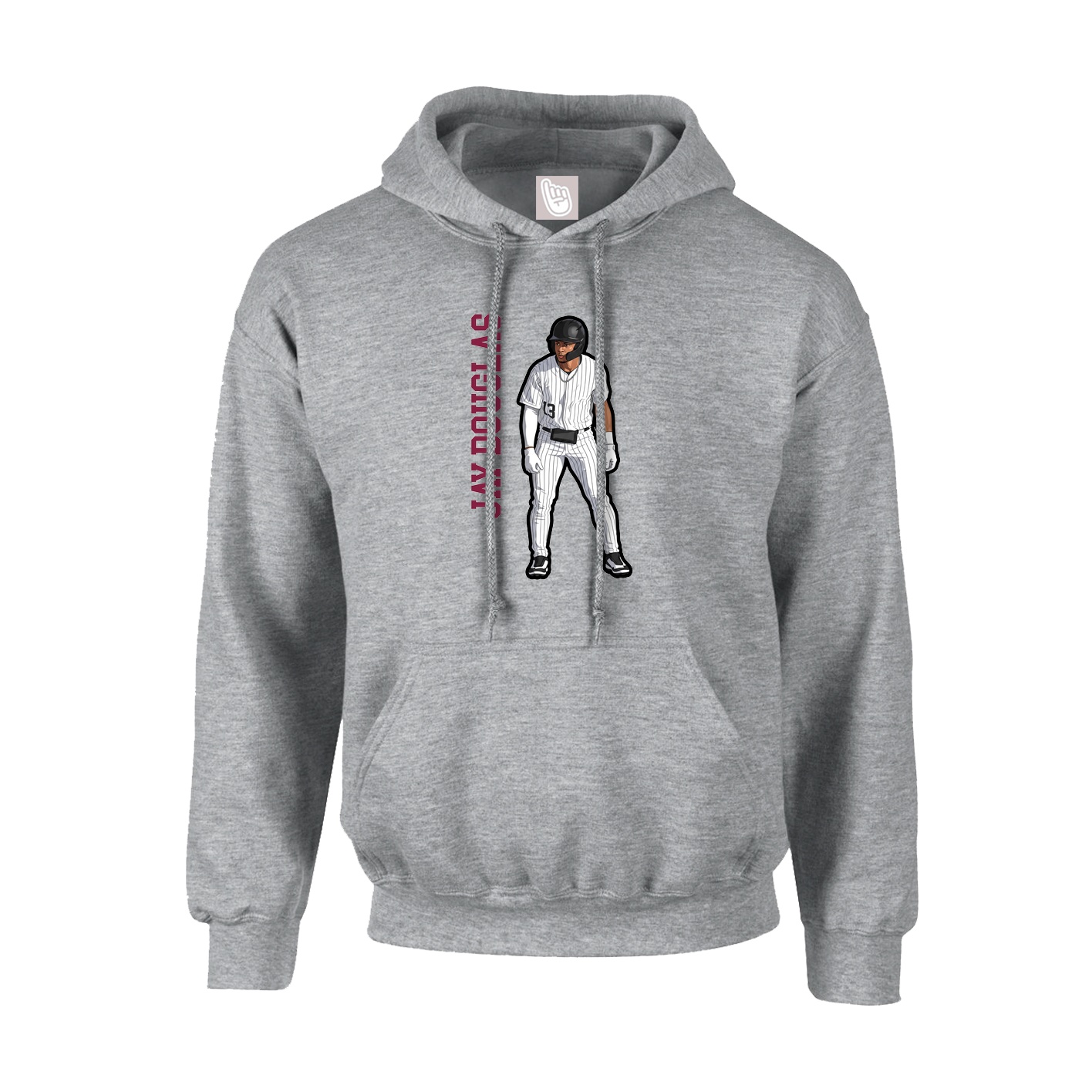 Youth Hoodie — Name Vertical in Grey