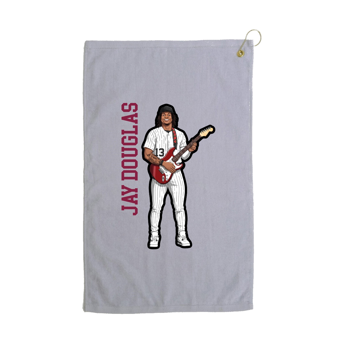Golf Towel — Name Vertical in Grey